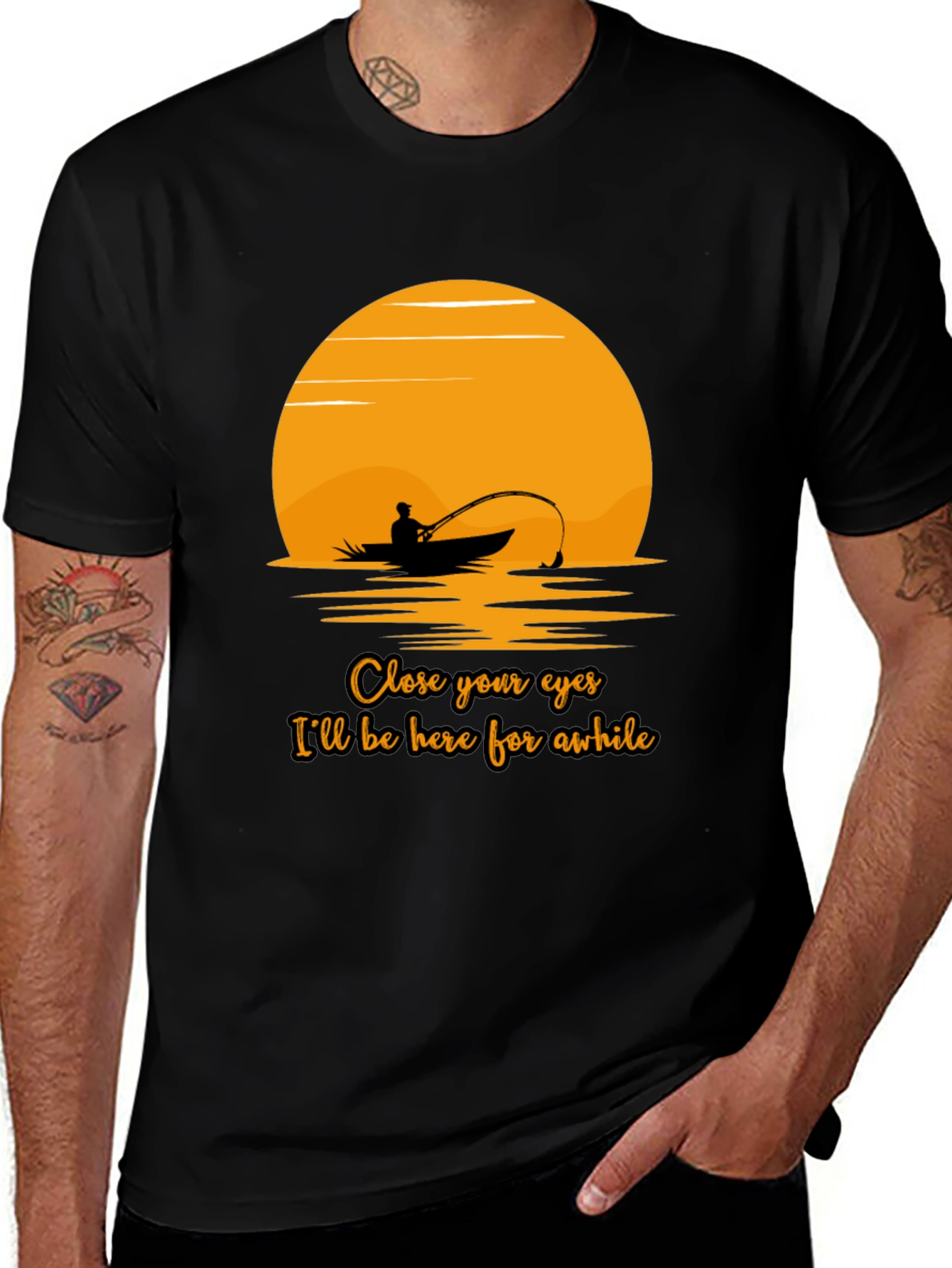 Fishing Sunset Graphic Tee - Close Your Eyes Design