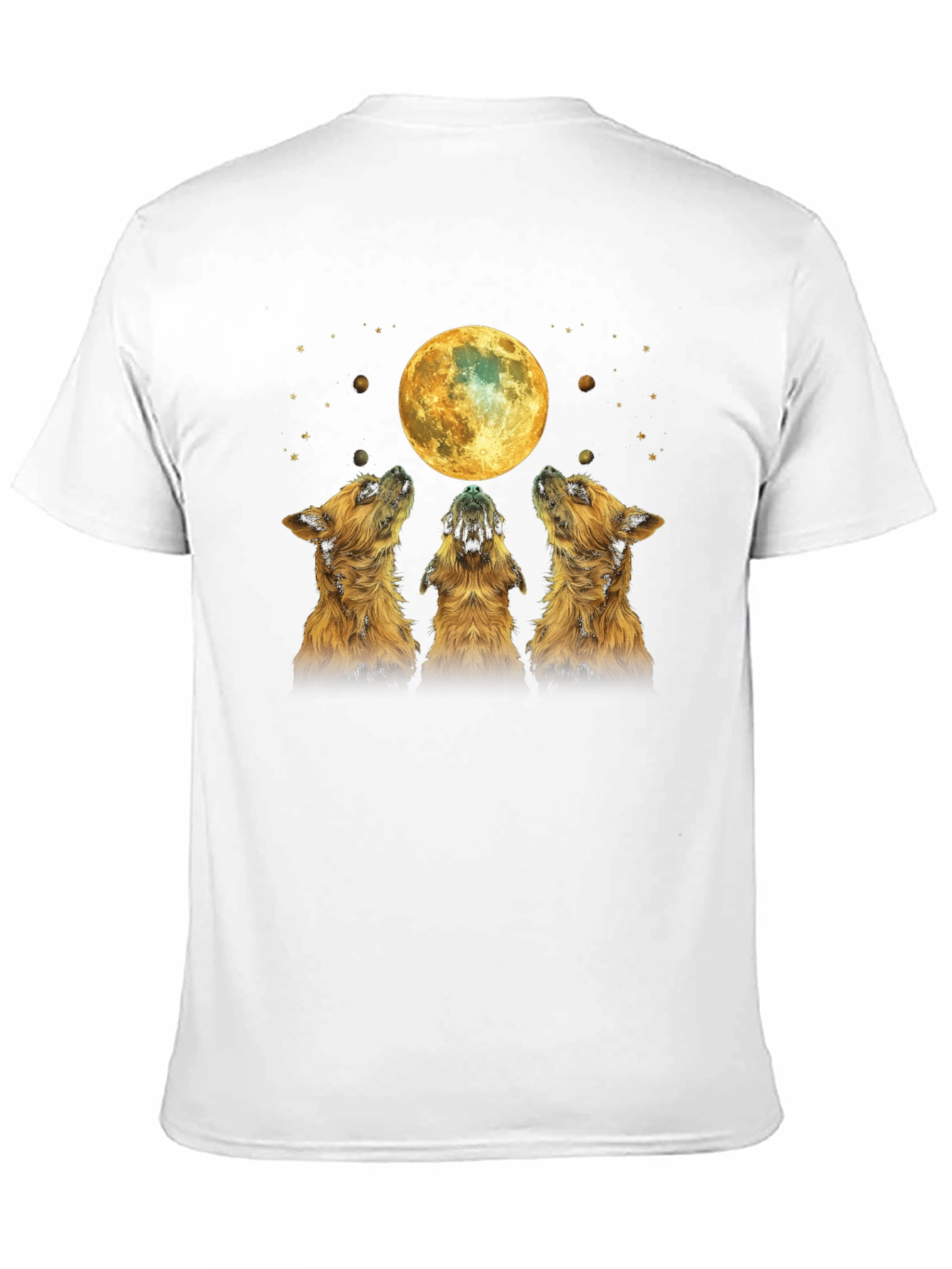 Dog Howling at Moon Black T-Shirt