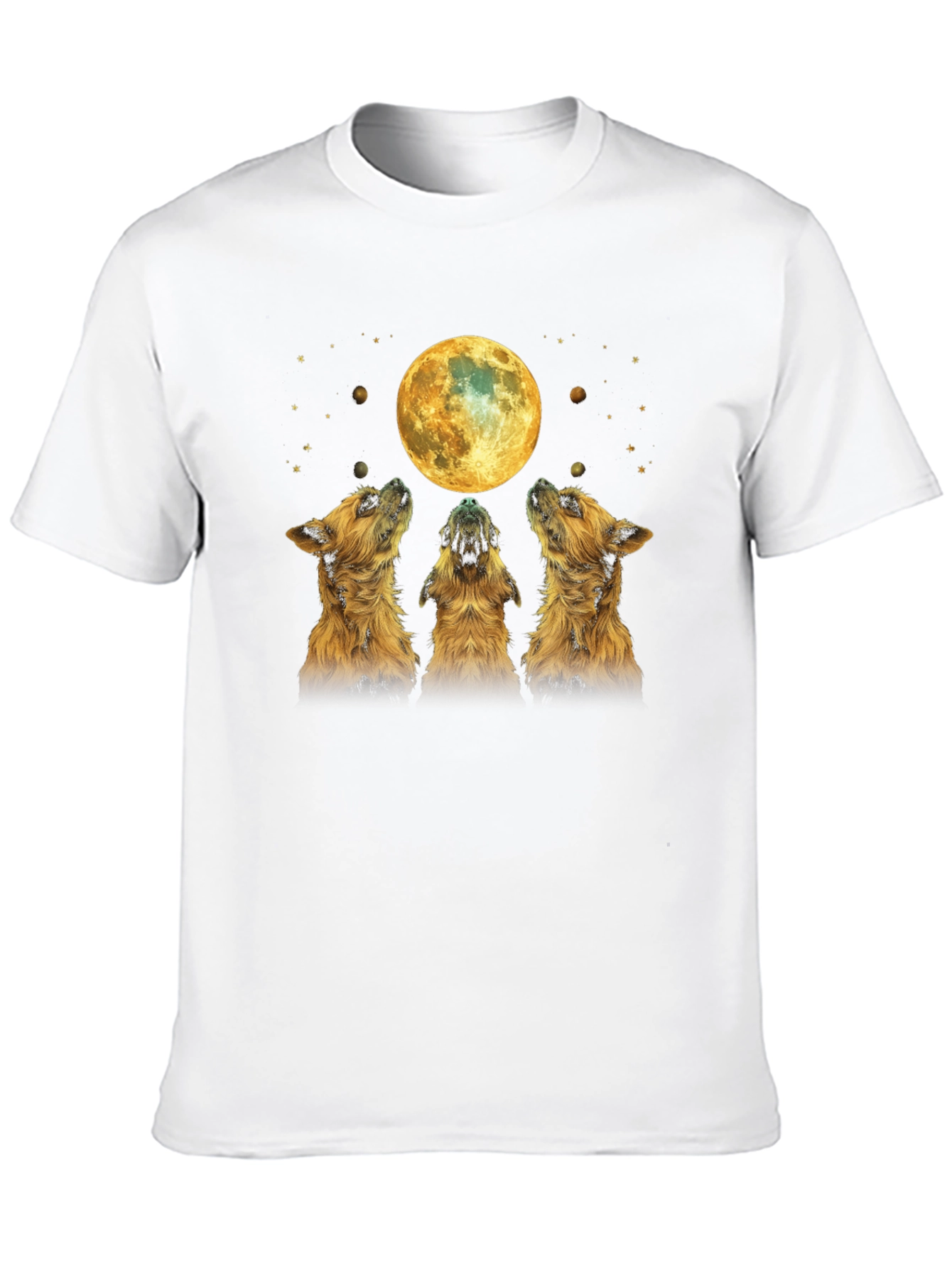 Dog Howling at Moon Black T-Shirt