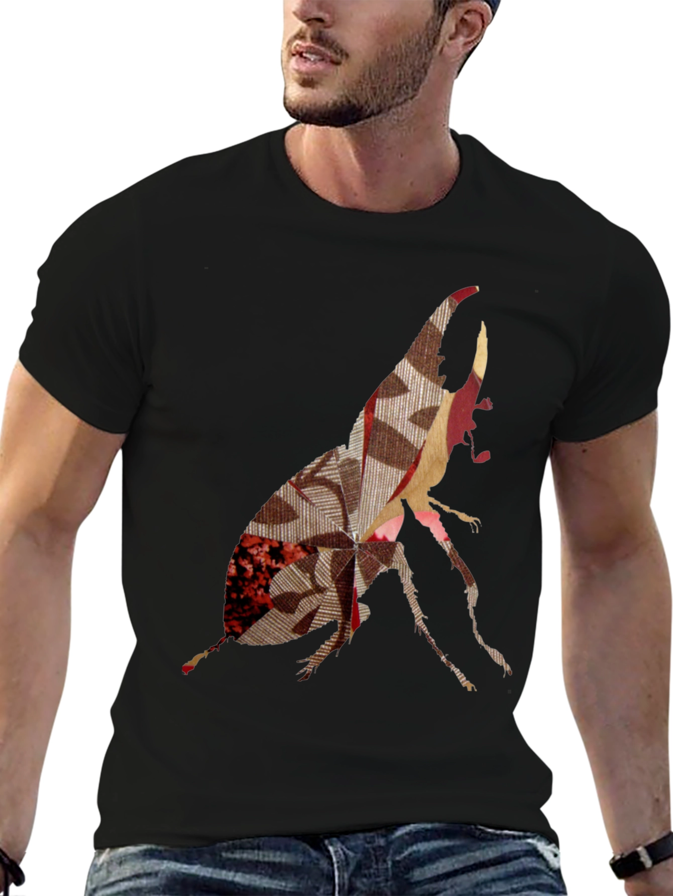 Abstract Beetle Graphic Print Tee