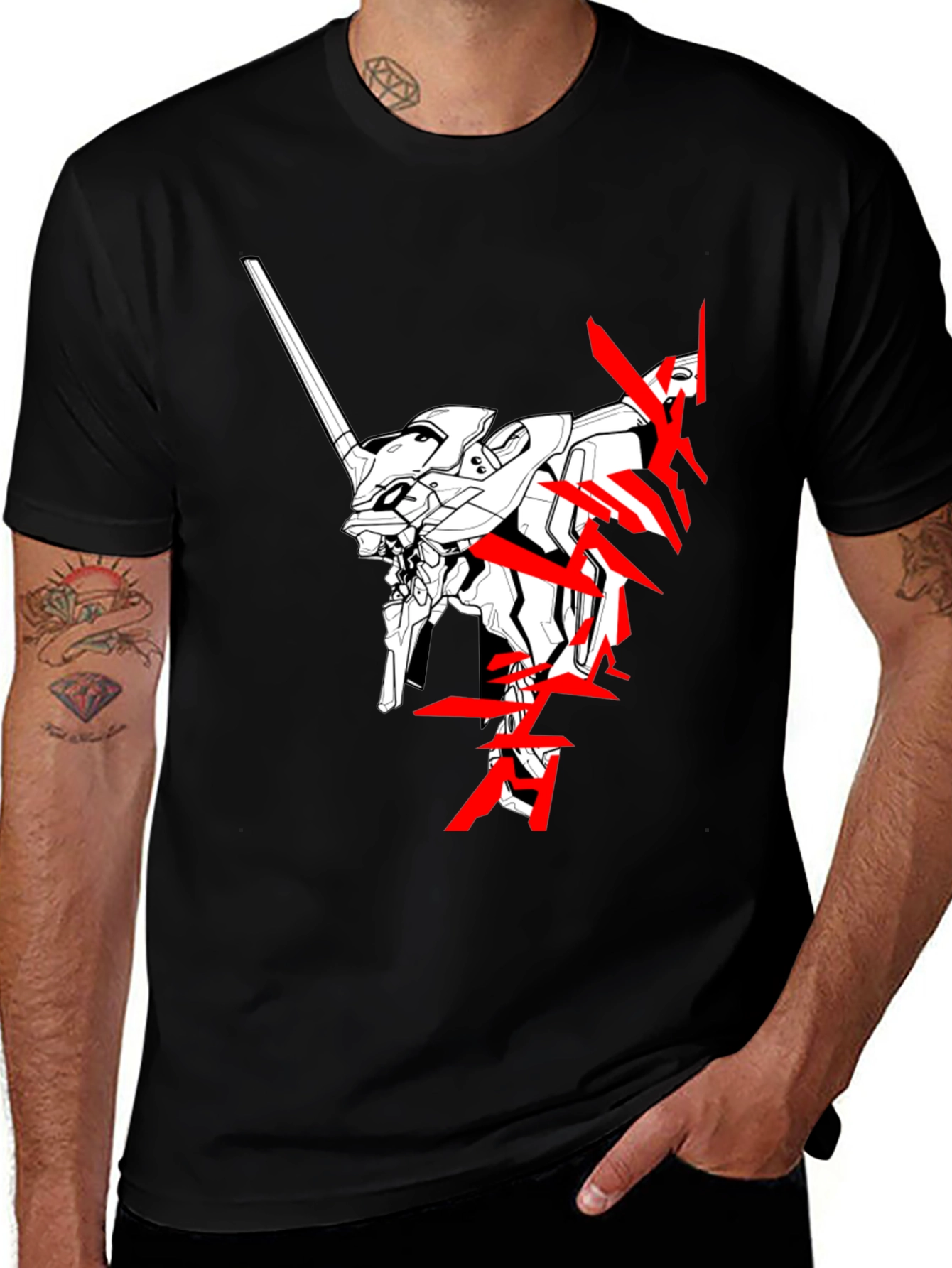 Anime Robot Black T-Shirt