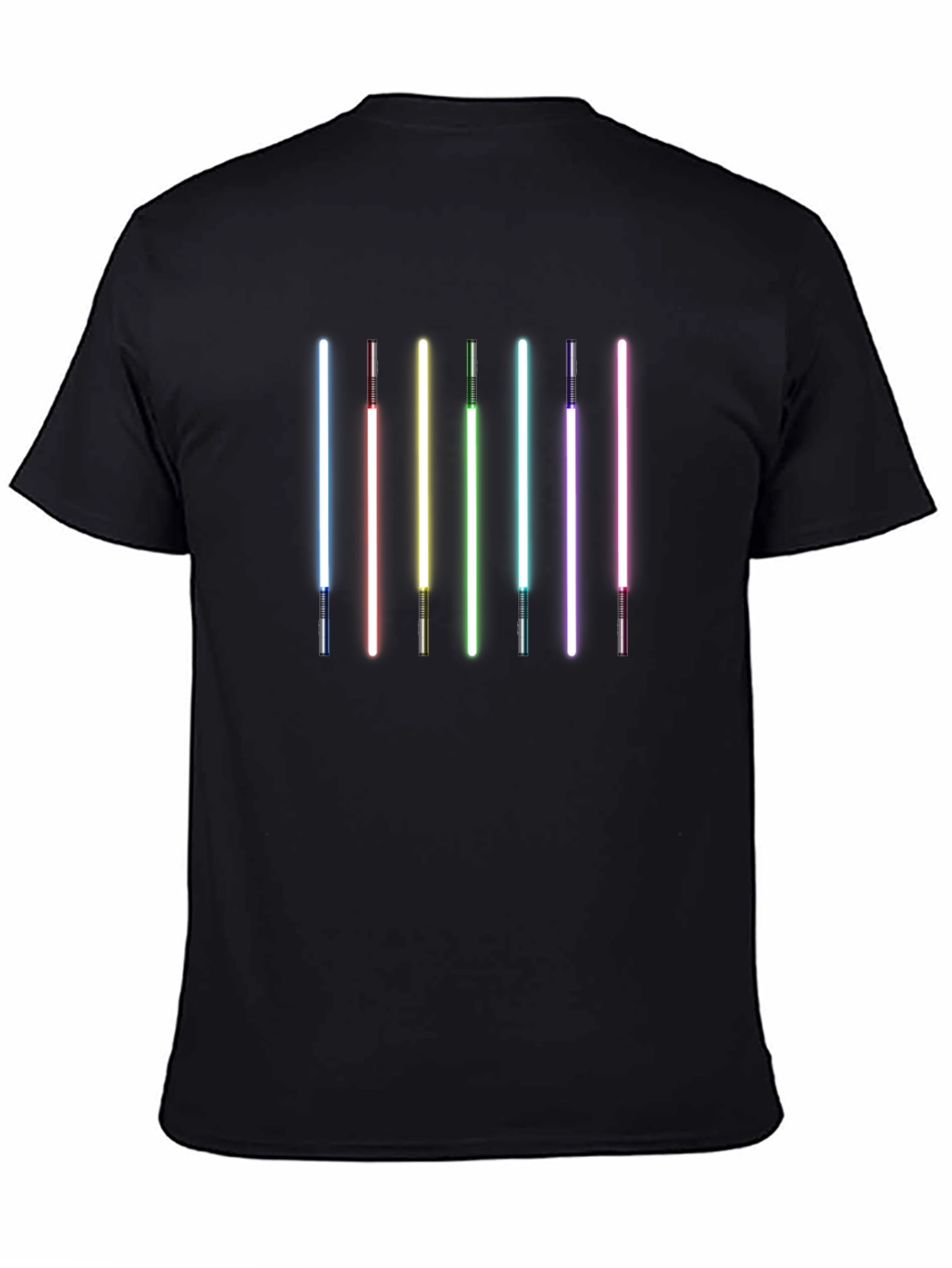 Rainbow Lightsaber Graphic Black T-Shirt