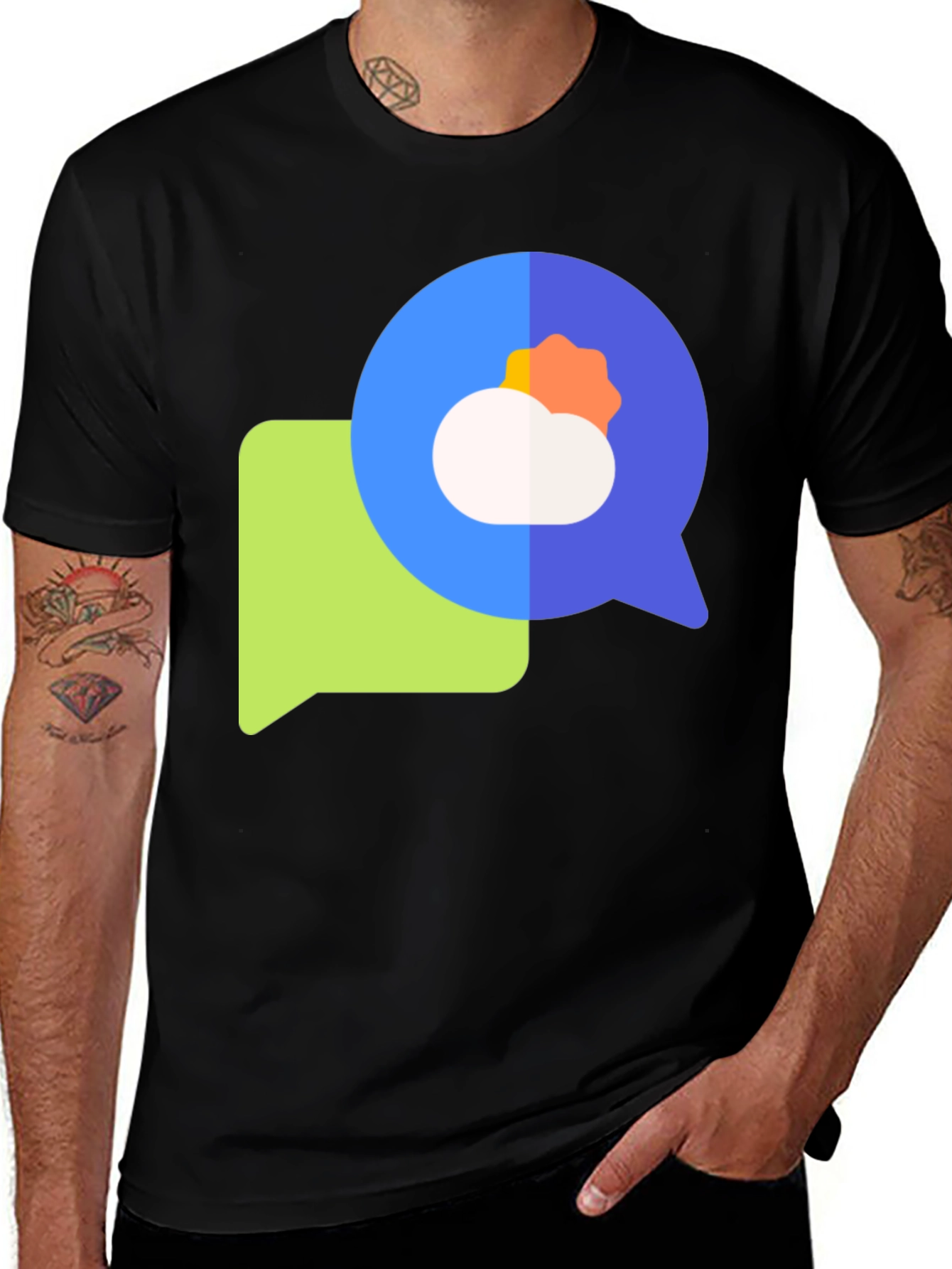 Weather Chat Graphic T-Shirt - Black