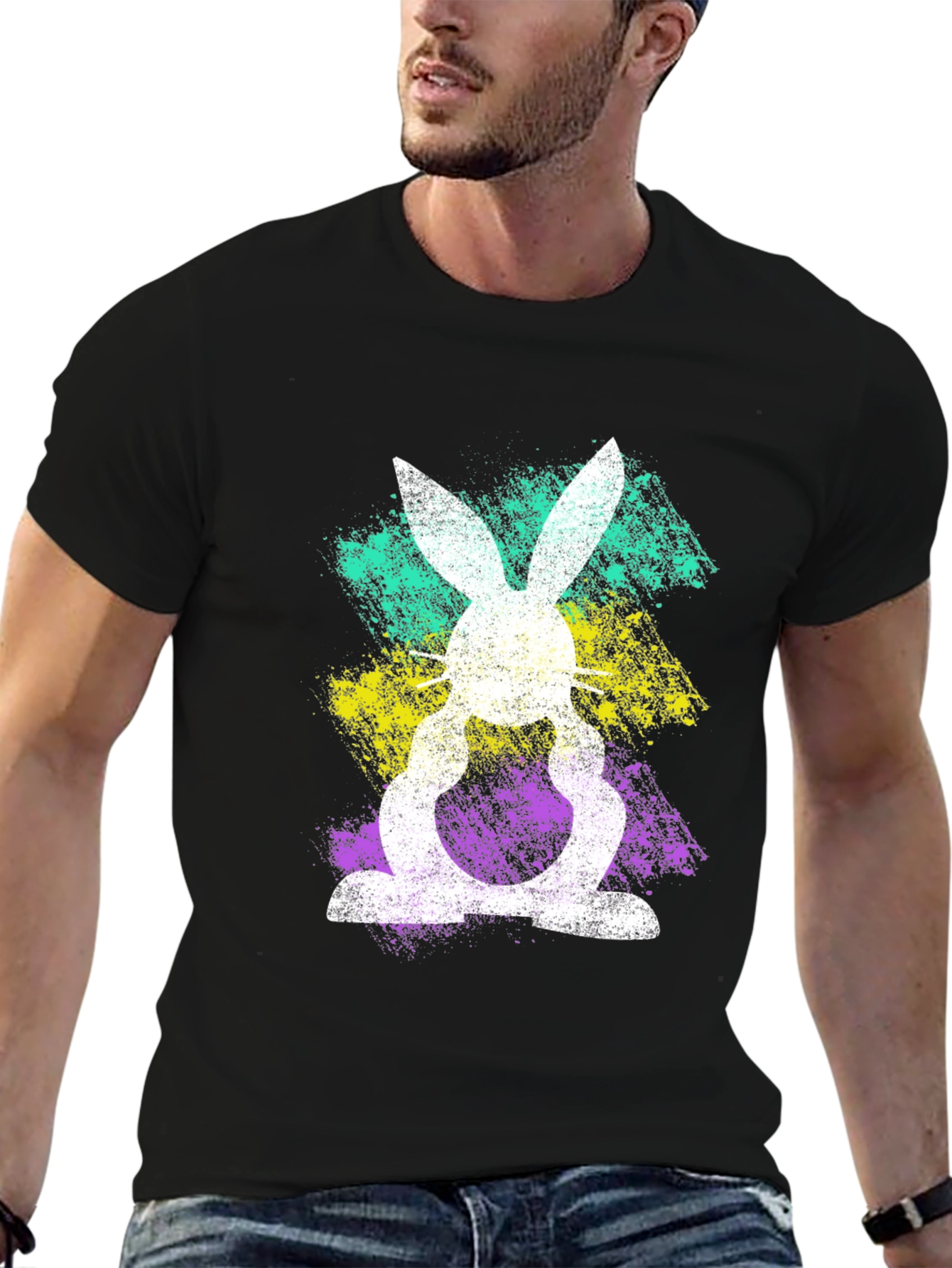 Easter Bunny Splatter Graphic T-Shirt
