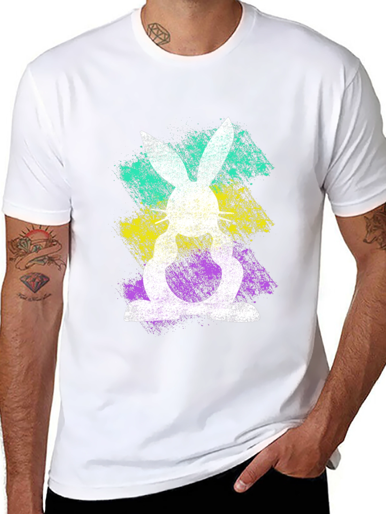 Easter Bunny Splatter Graphic T-Shirt