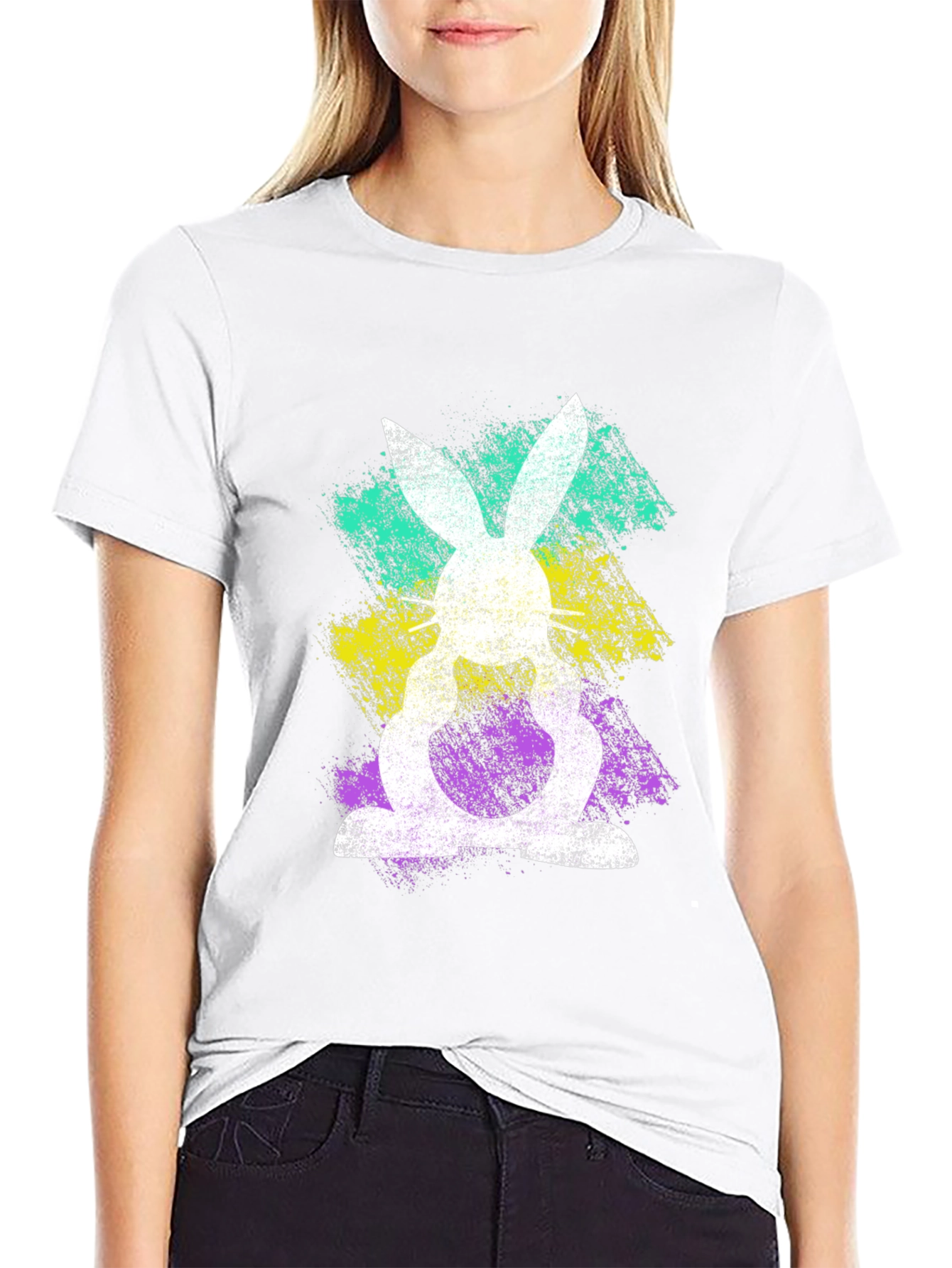 Easter Bunny Splatter Graphic T-Shirt