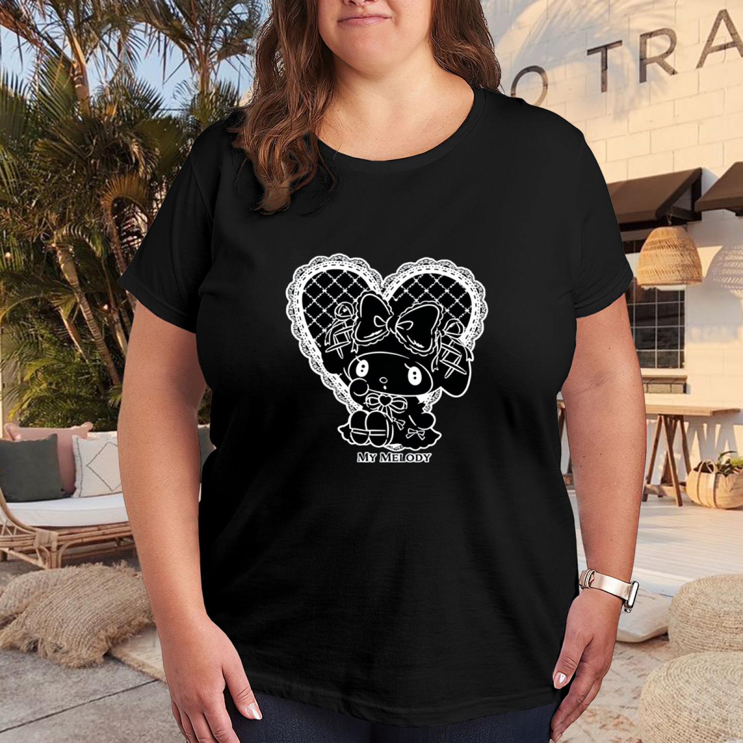 Soft Stylish Simple Graphic Plus Size Women Daily T-Shirt