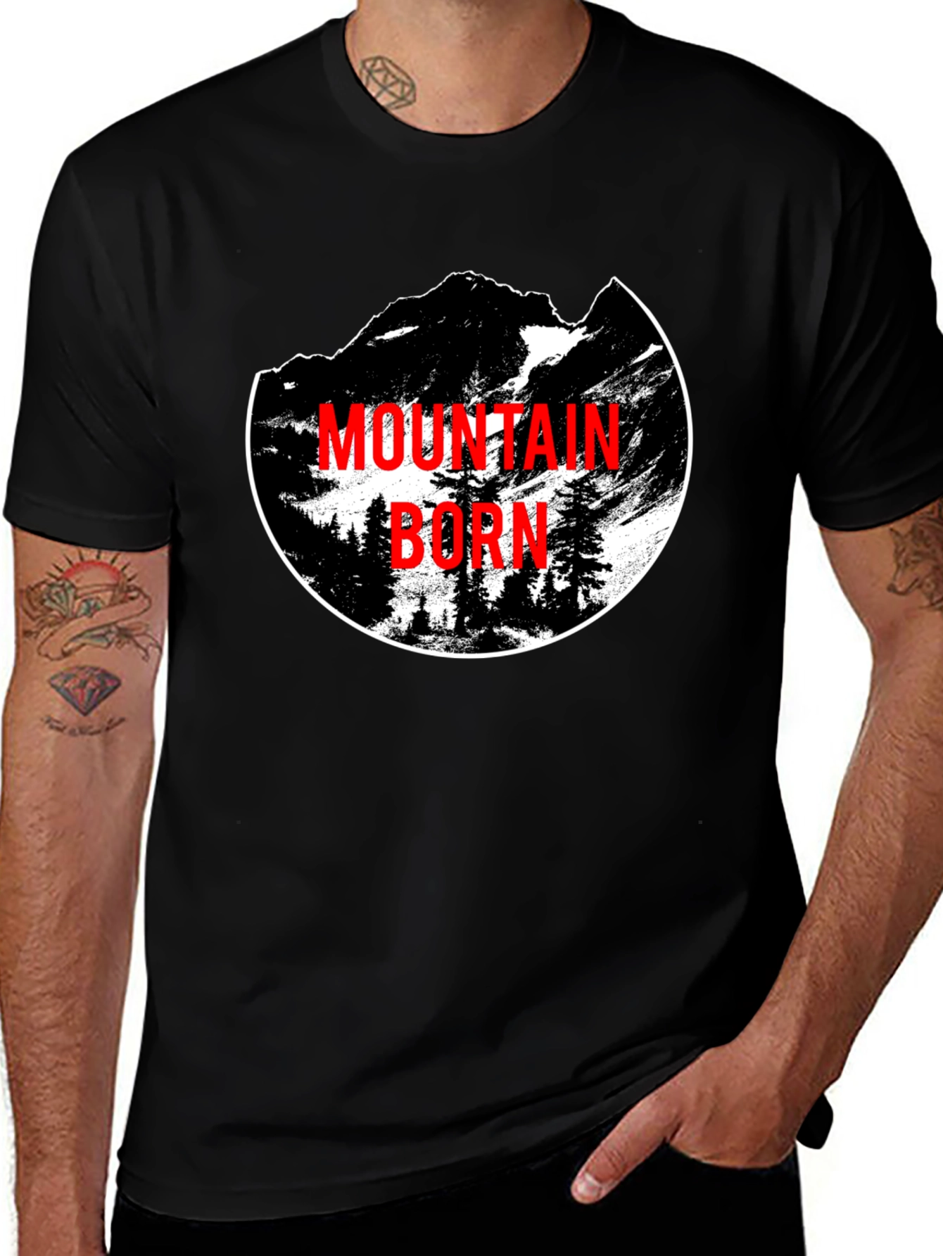 Mountain Born Graphic Tee - Black Crewneck T-Shirt