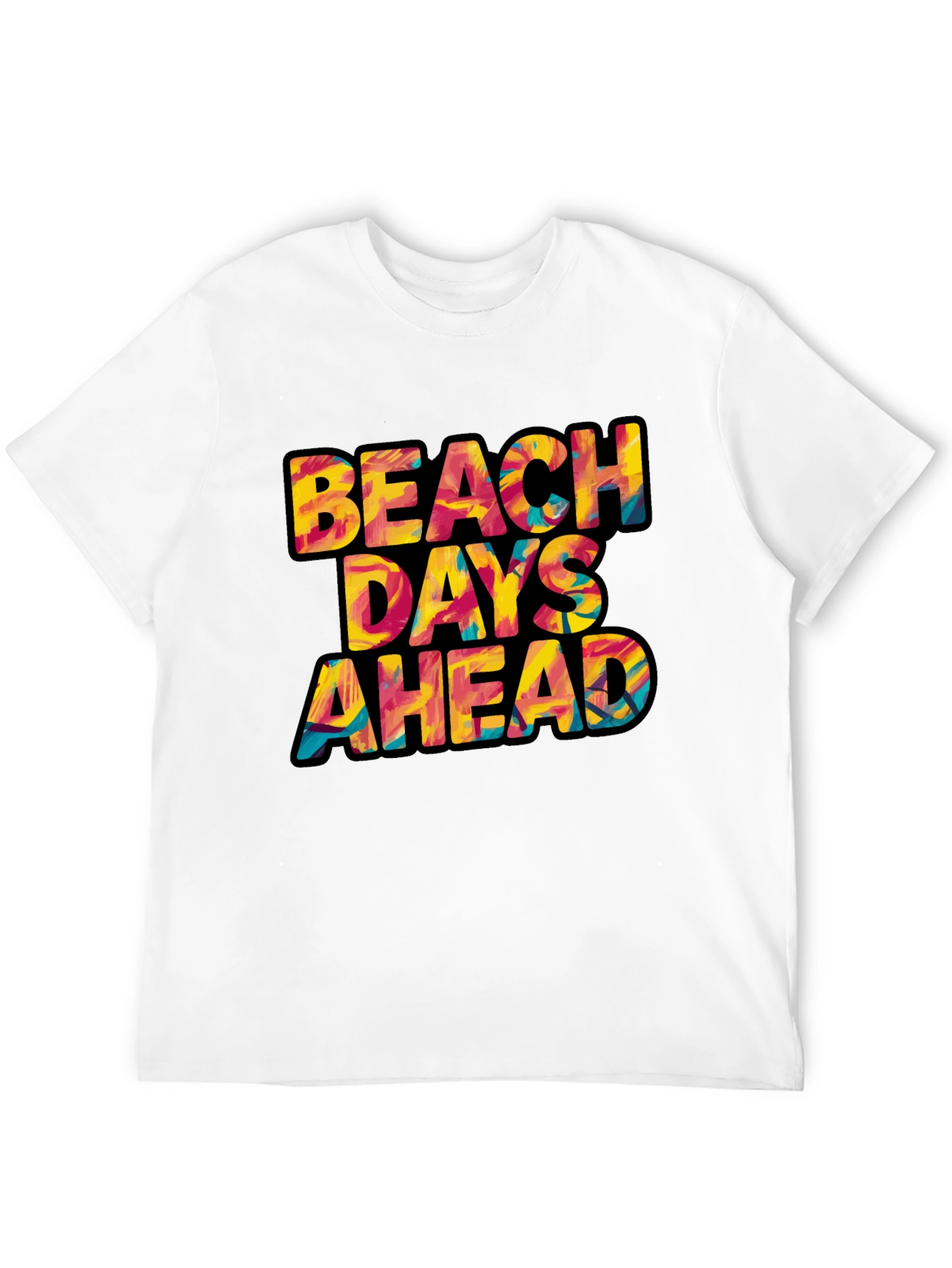 Beach Days Ahead Graphic Tee - Black Cotton T-Shirt