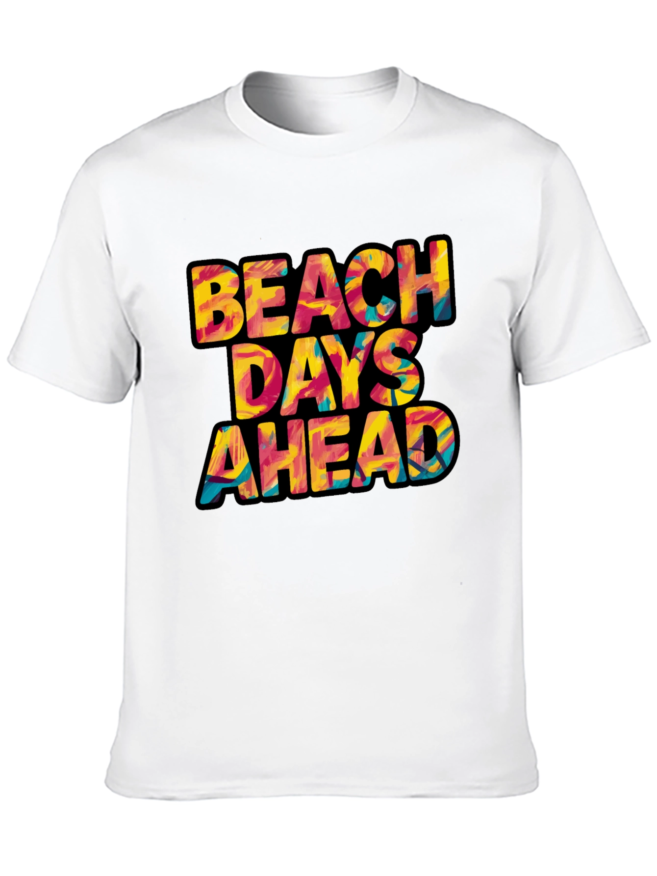 Beach Days Ahead Graphic Tee - Black Cotton T-Shirt