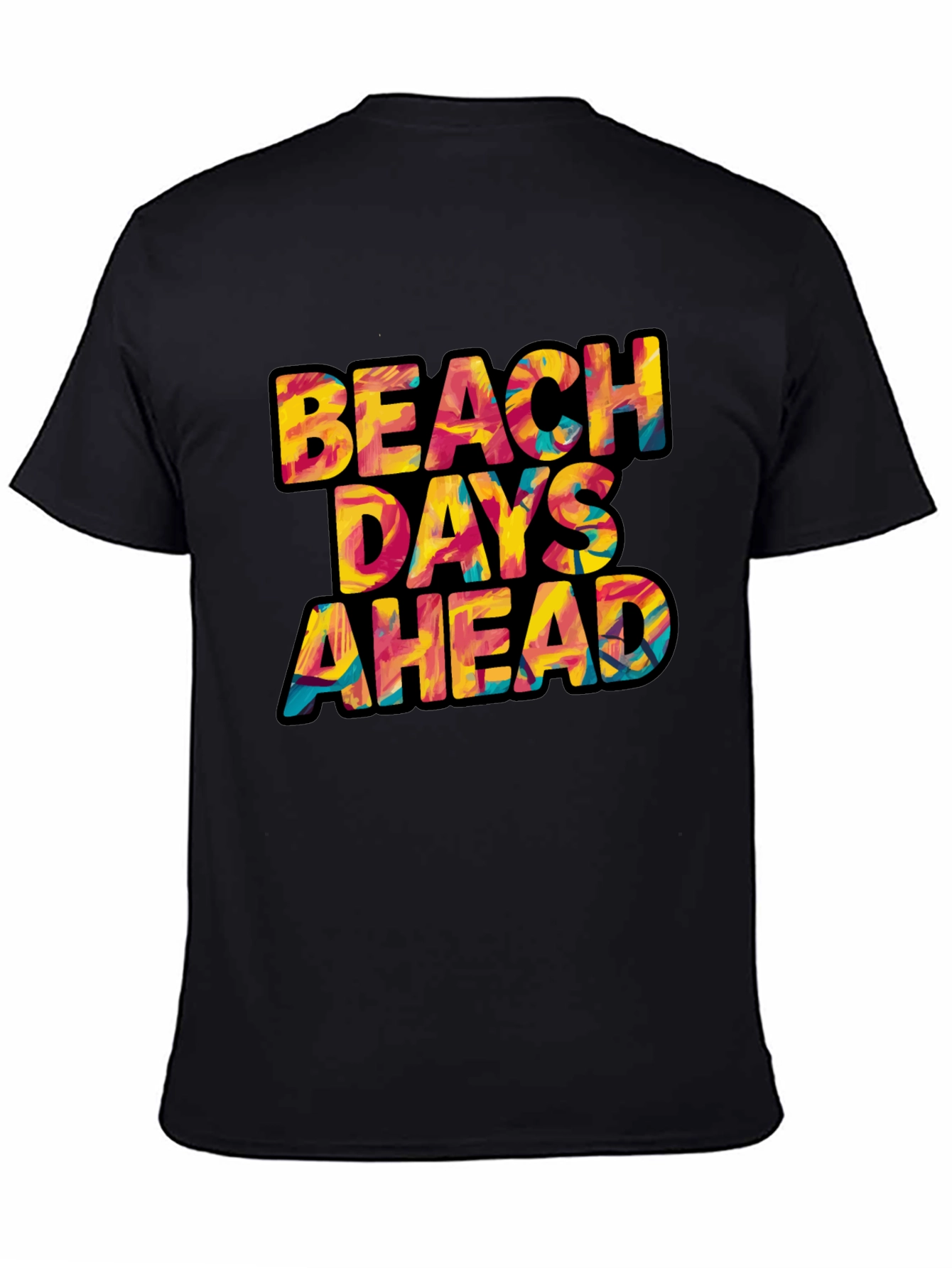 Beach Days Ahead Graphic Tee - Black Cotton T-Shirt