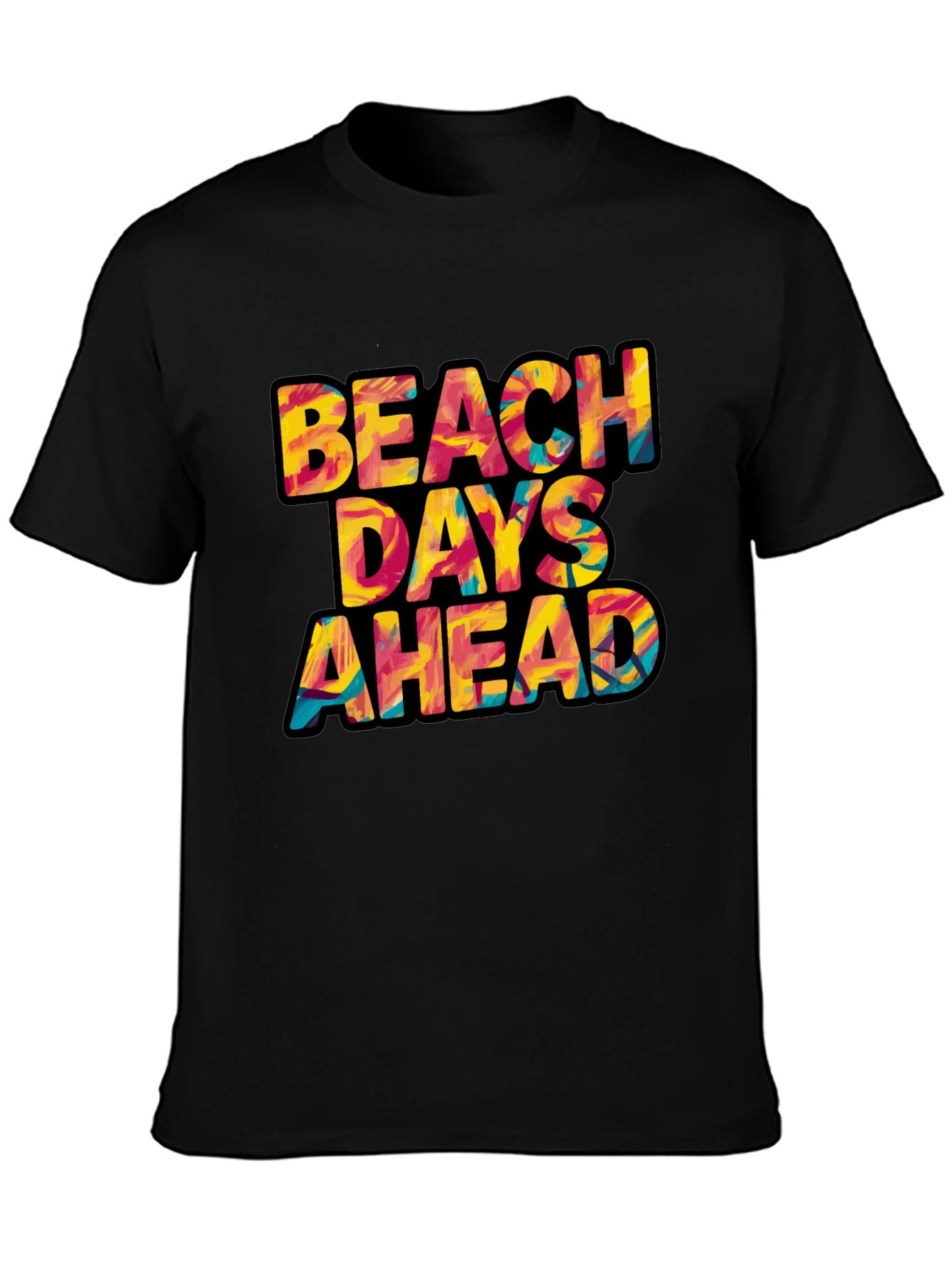 Beach Days Ahead Graphic Tee - Black Cotton T-Shirt
