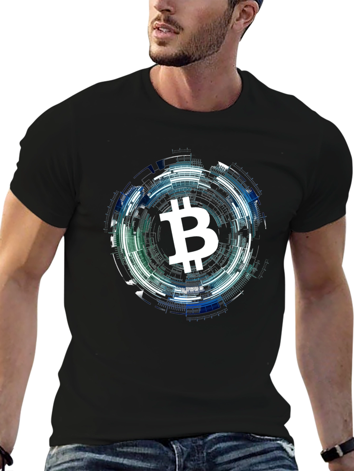 Bitcoin Tech Circle Black T-Shirt