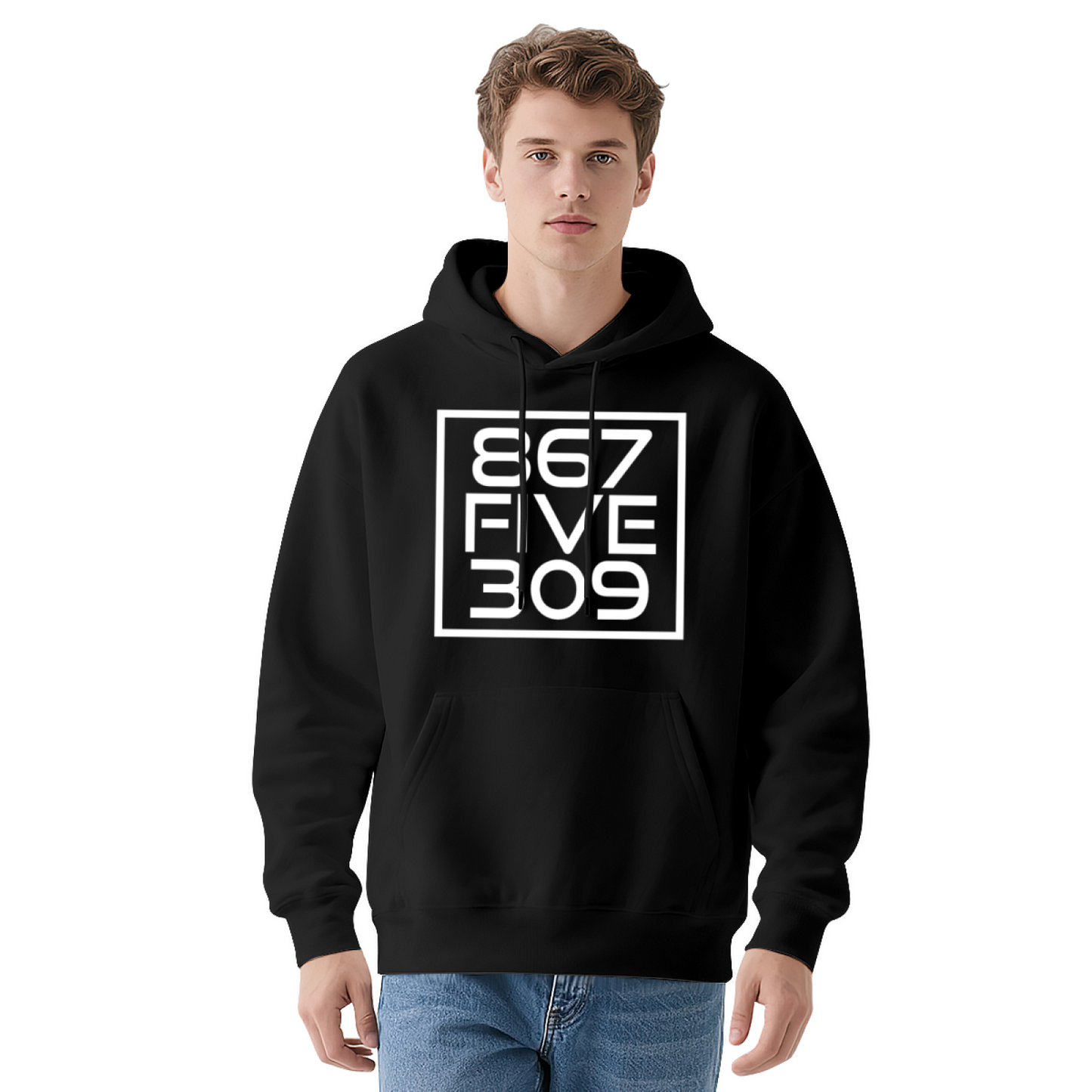 Classic 867 Five 309 Number Black Hoodie, Nostalgic Comfort Retro Hooded Sweatshirt