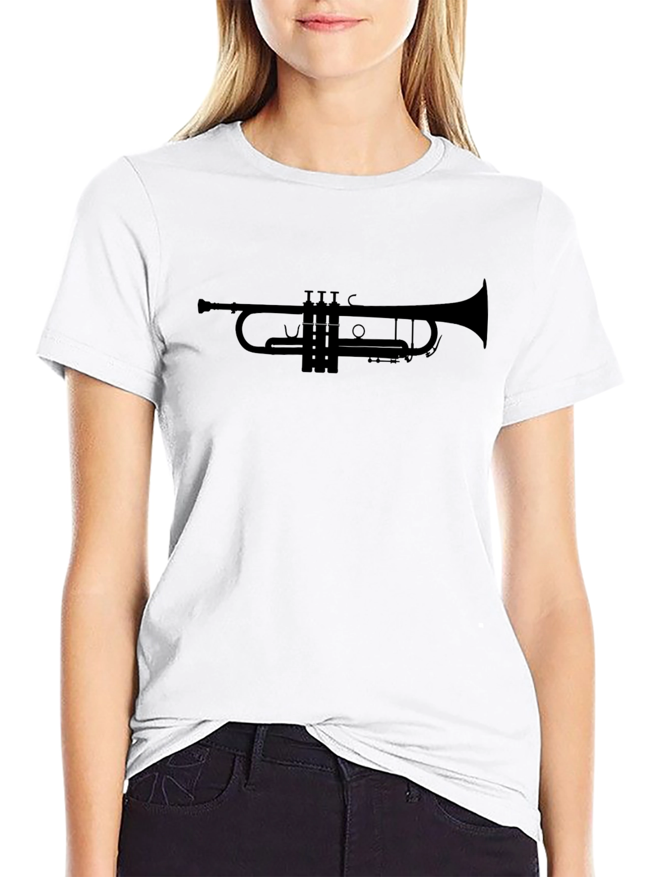 Trumpet Silhouette Graphic Tee - Music Lovers T-Shirt