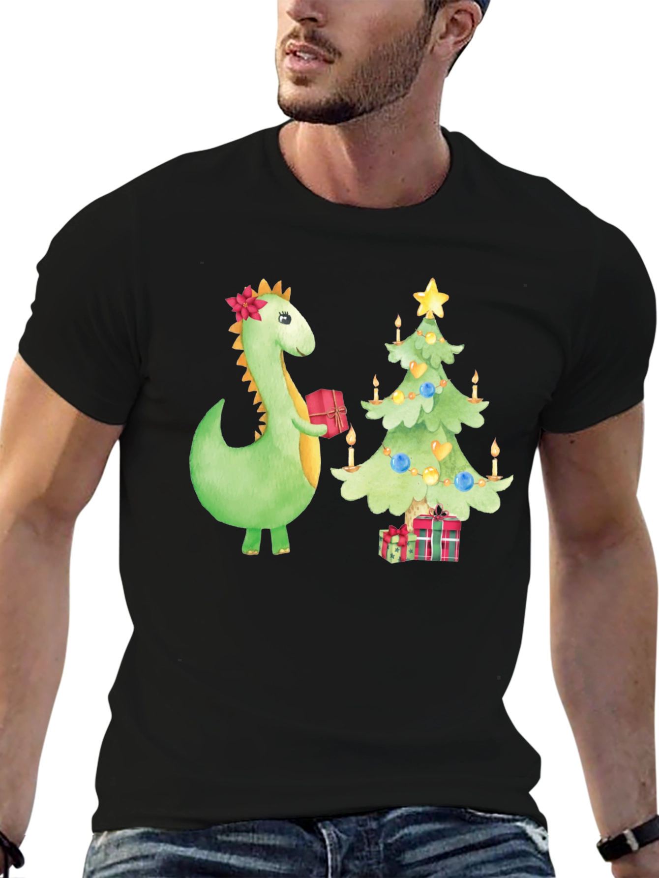 Festive Dino Christmas T-Shirt