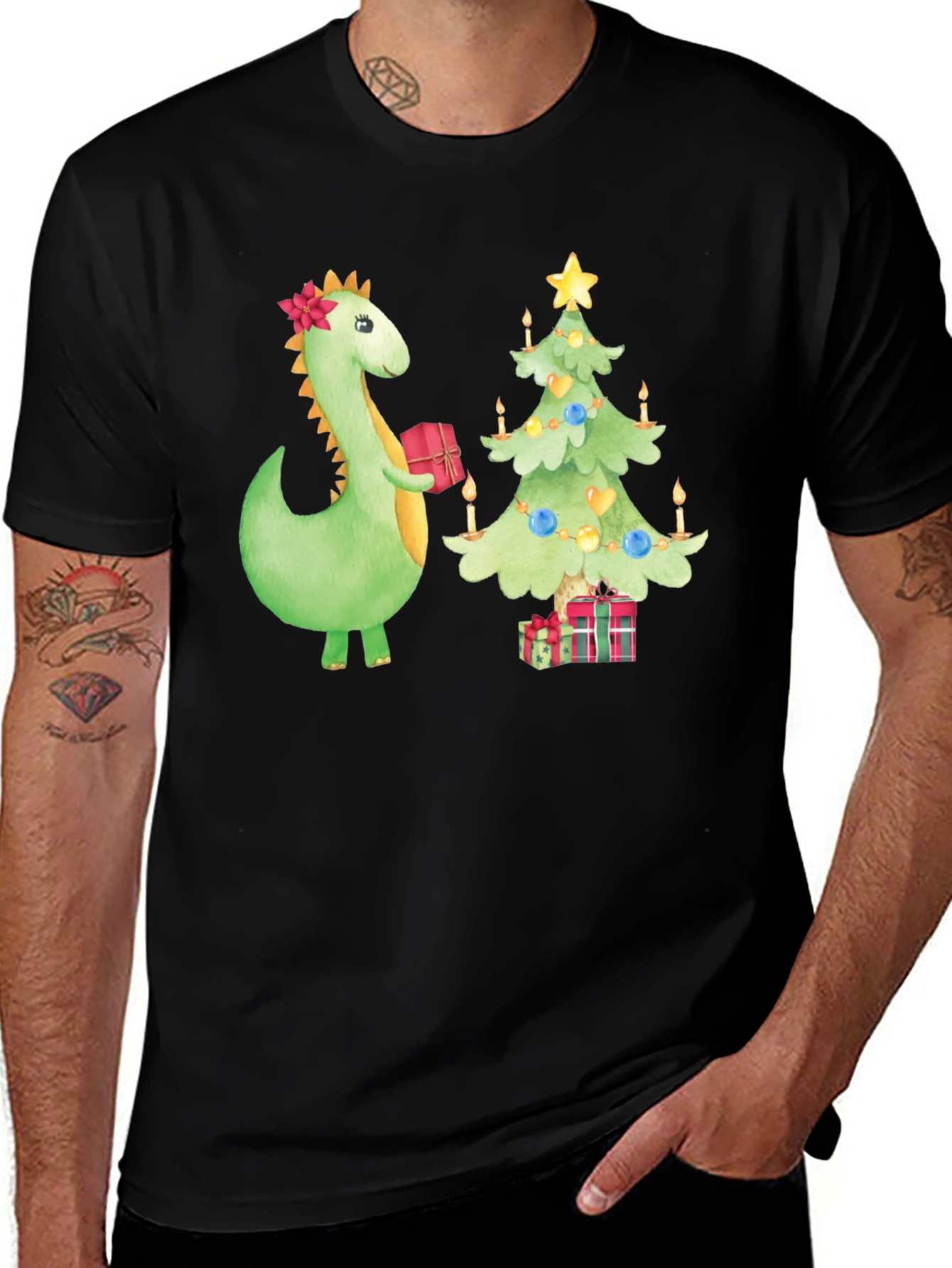 Festive Dino Christmas T-Shirt