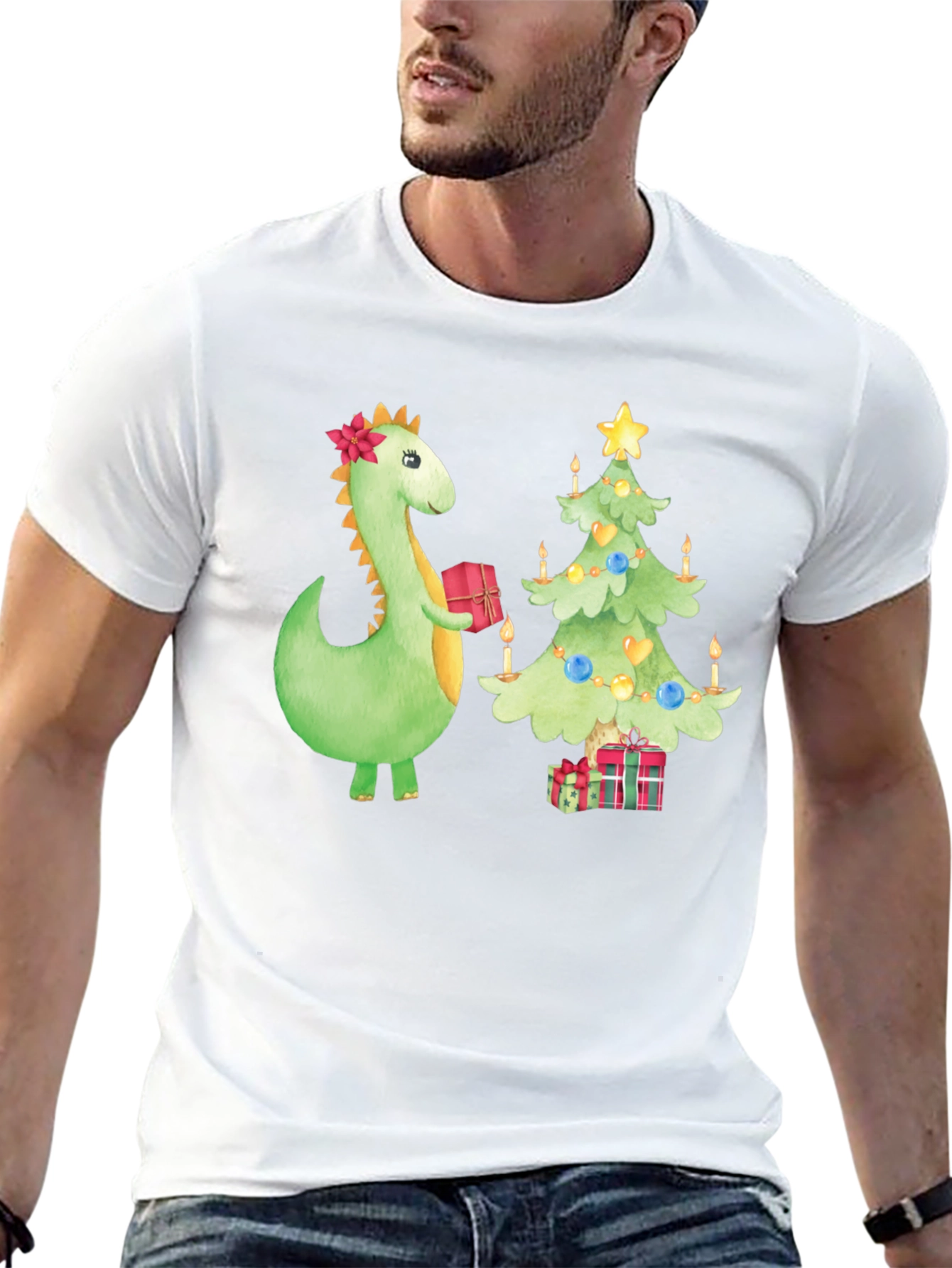 Festive Dino Christmas T-Shirt