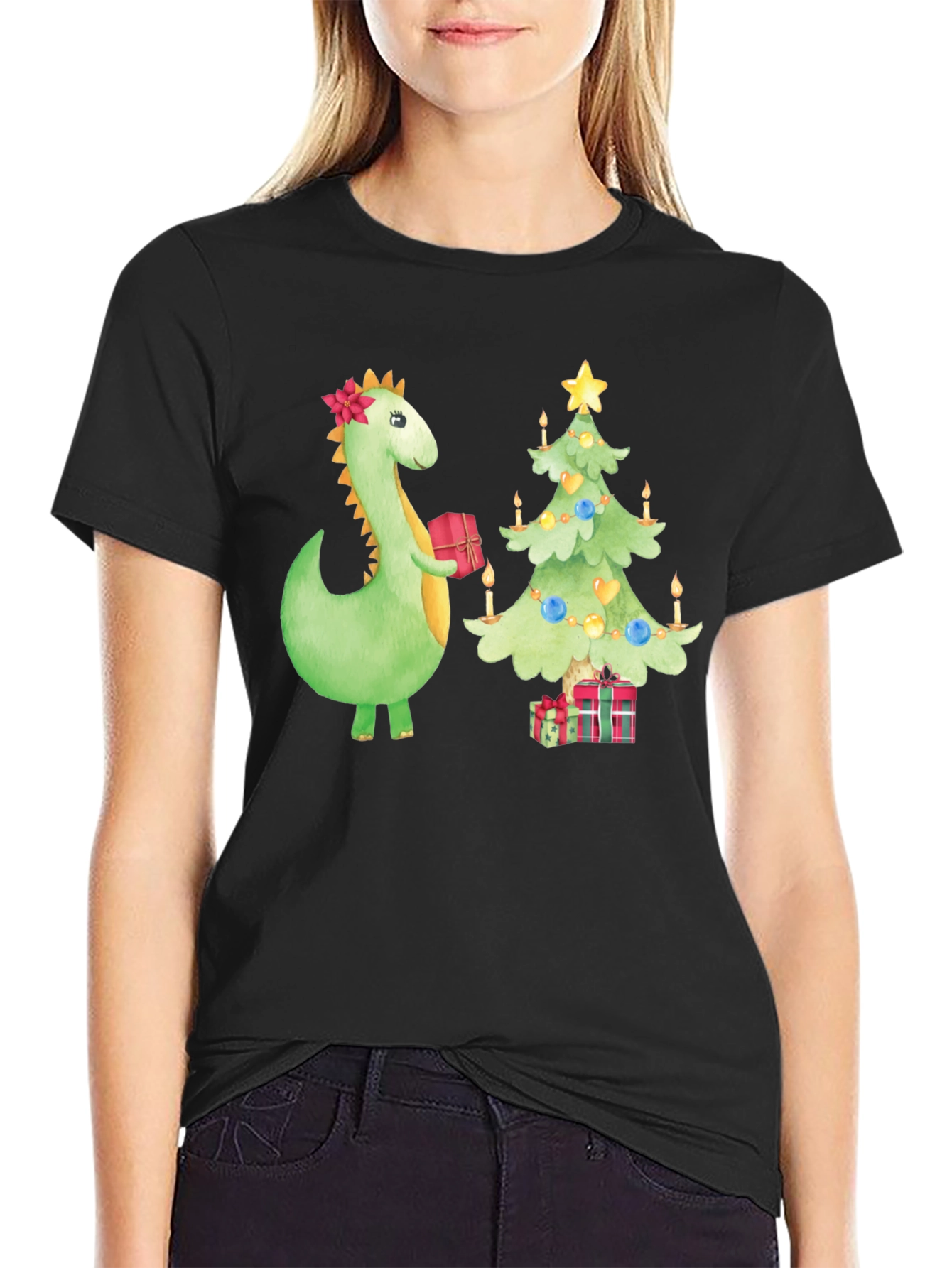 Festive Dino Christmas T-Shirt