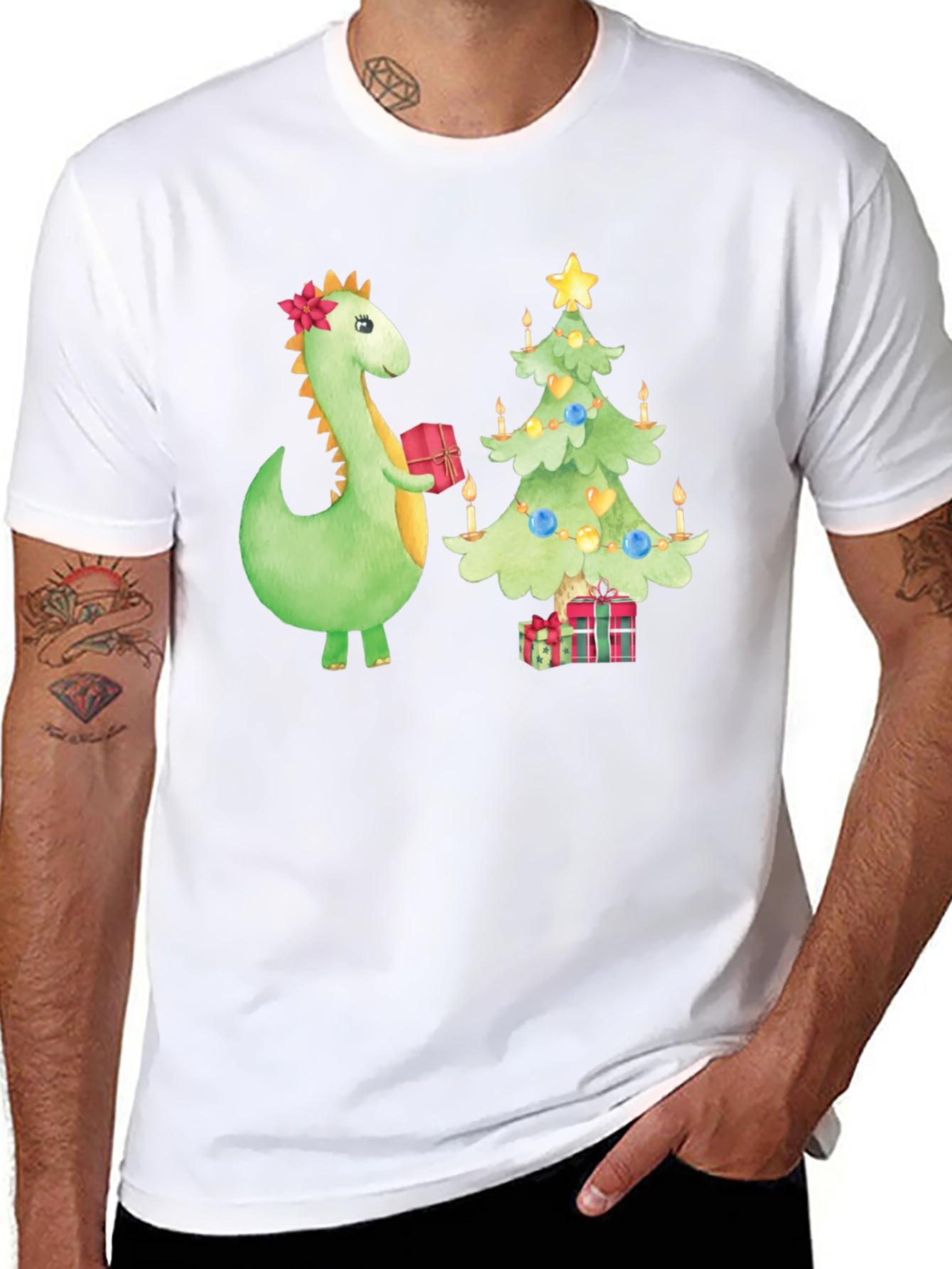 Festive Dino Christmas T-Shirt