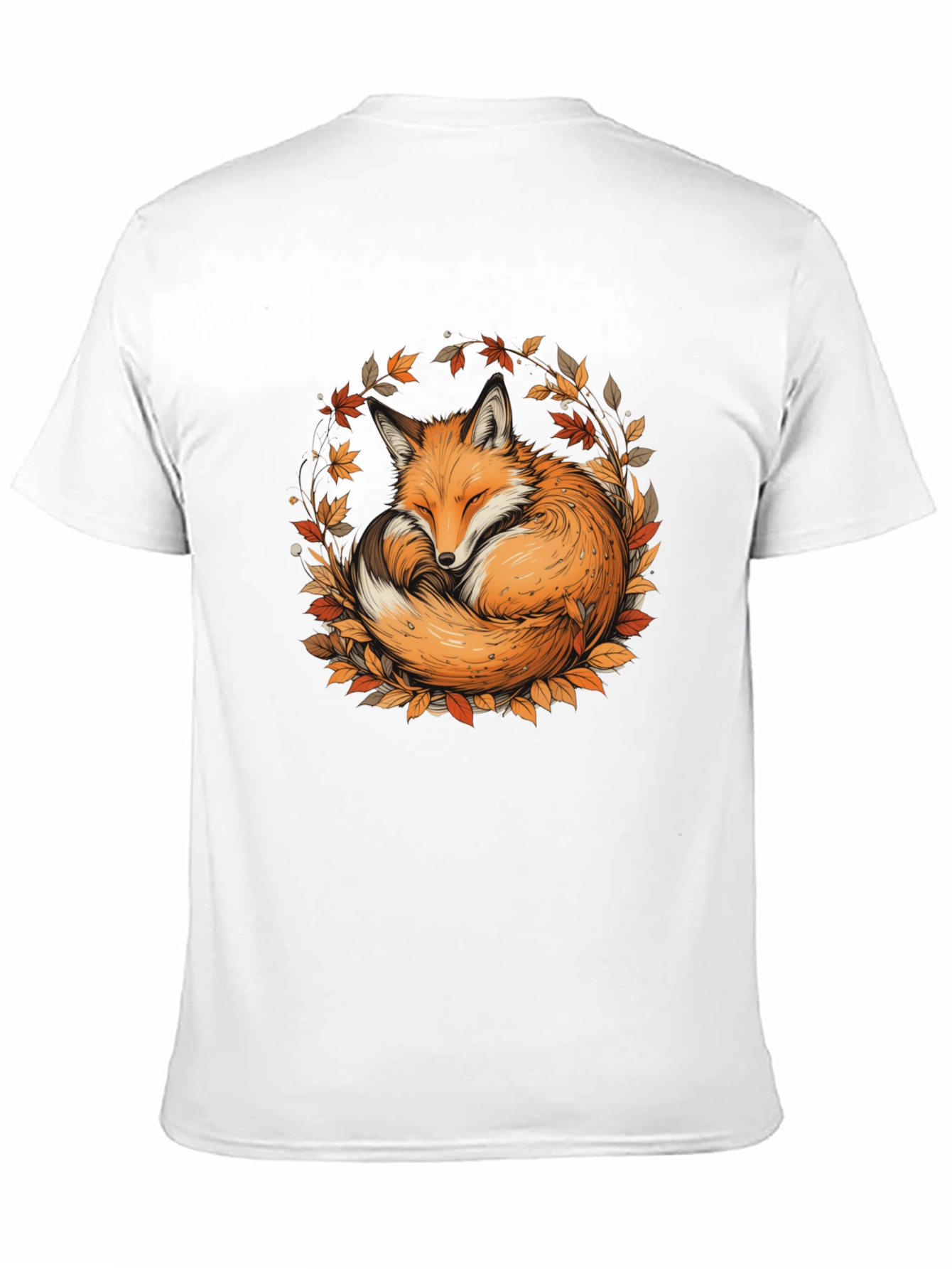 Fox & Foliage Black T-Shirt - Autumnal Design