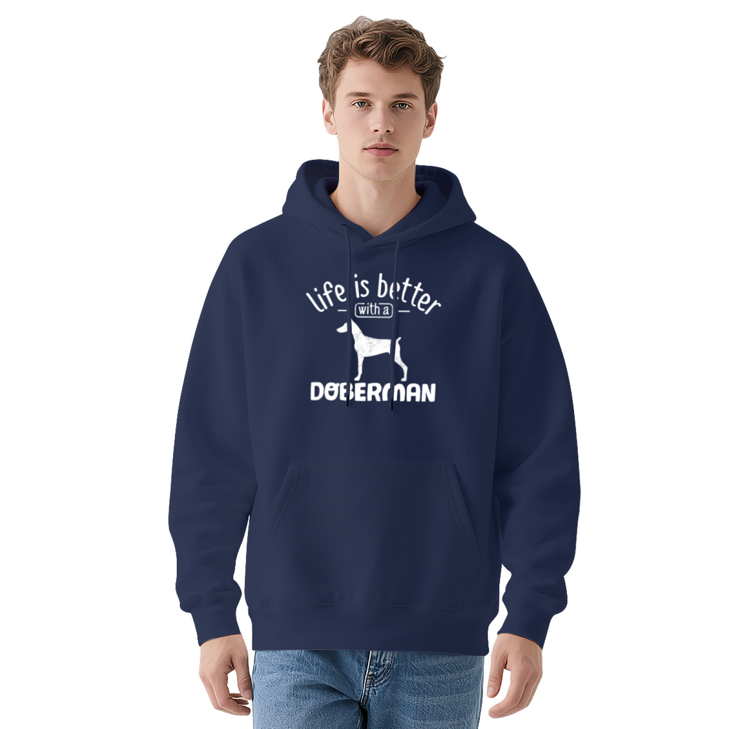 Life Is Better With A Doberman Dog Navy Hoodie