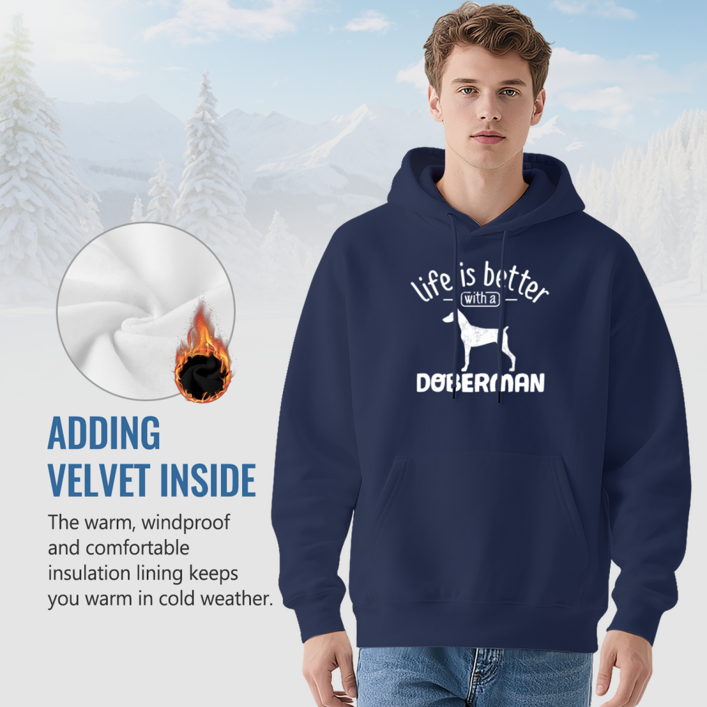 Life Is Better With A Doberman Dog Navy Hoodie