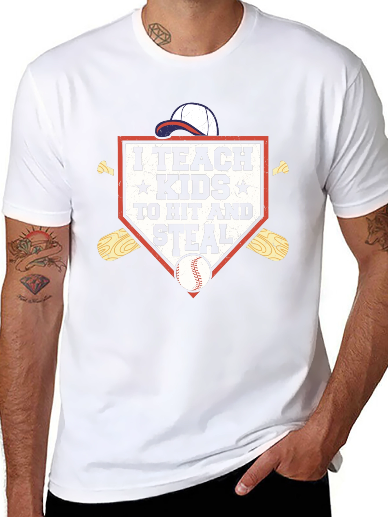 I Teach Kids To Hit and Steal Baseball T-Shirt