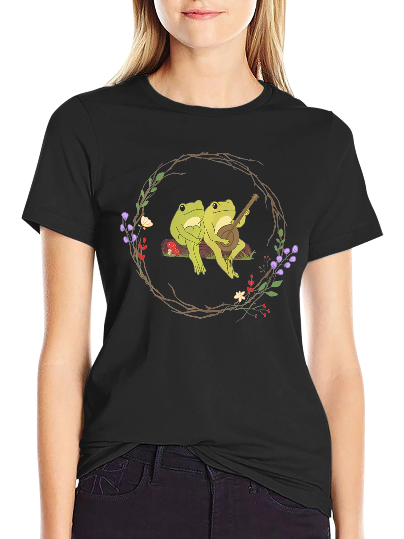 Frogs Playing Banjo Graphic Tee