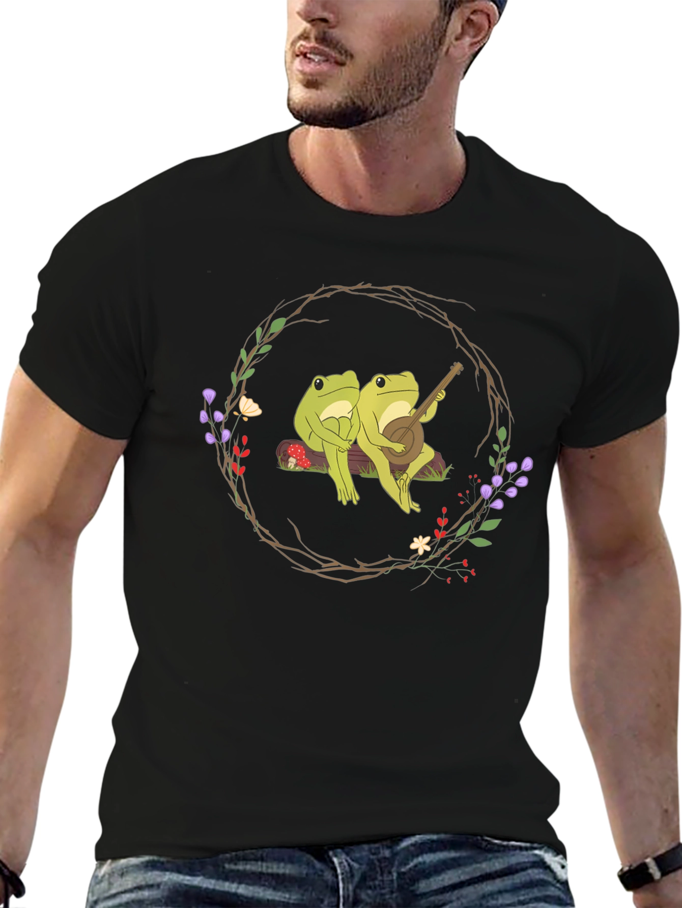 Frogs Playing Banjo Graphic Tee