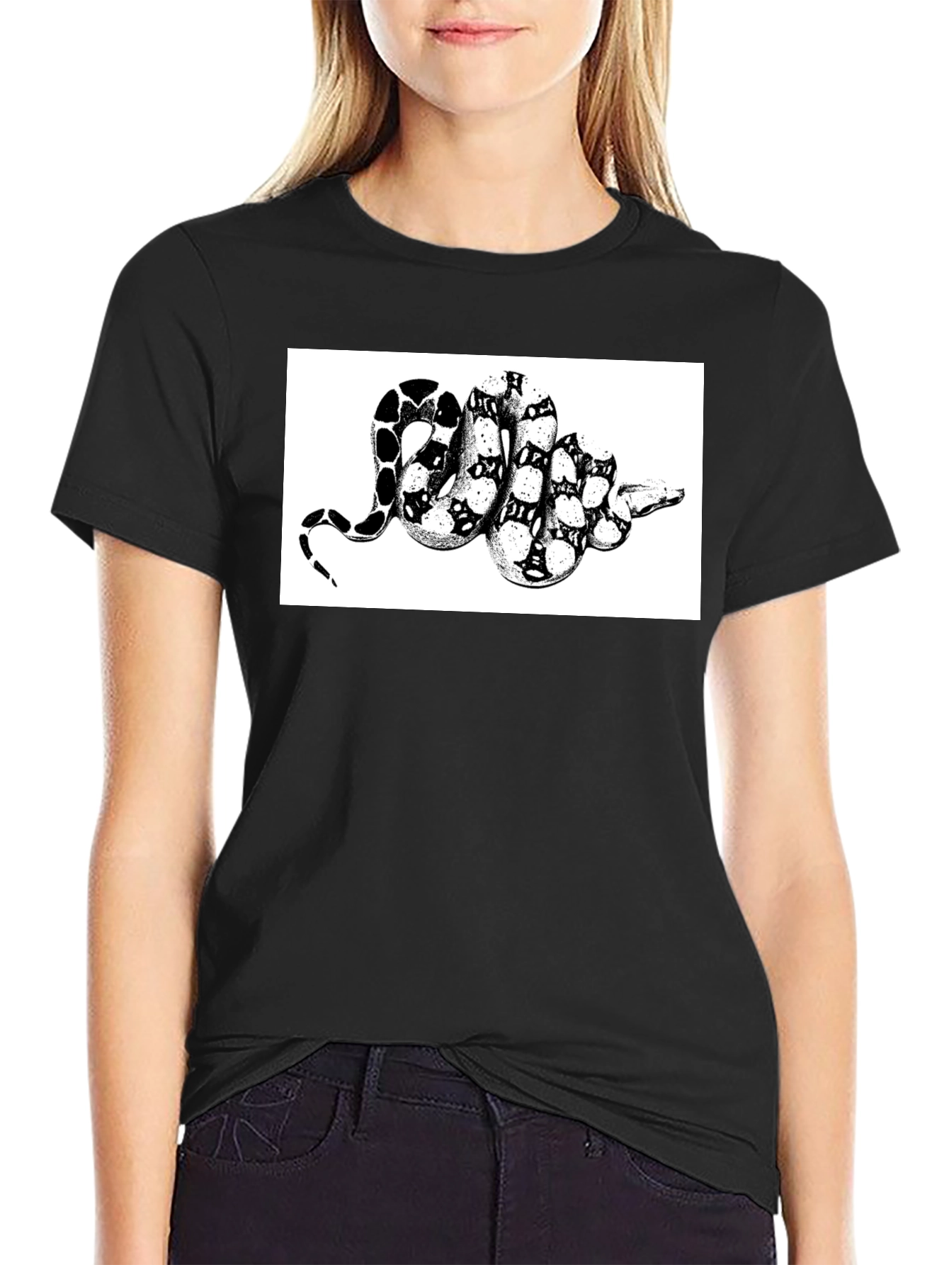 Snake Print T-Shirt - Black