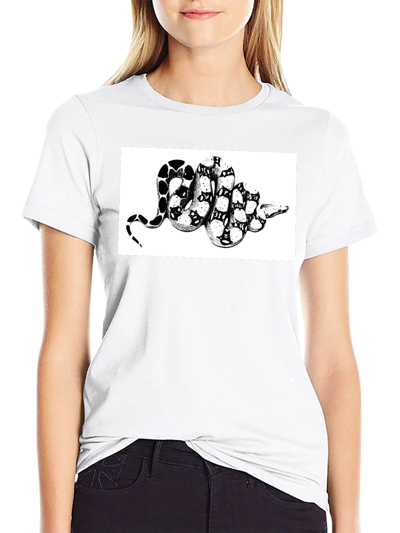 Snake Print T-Shirt - Black