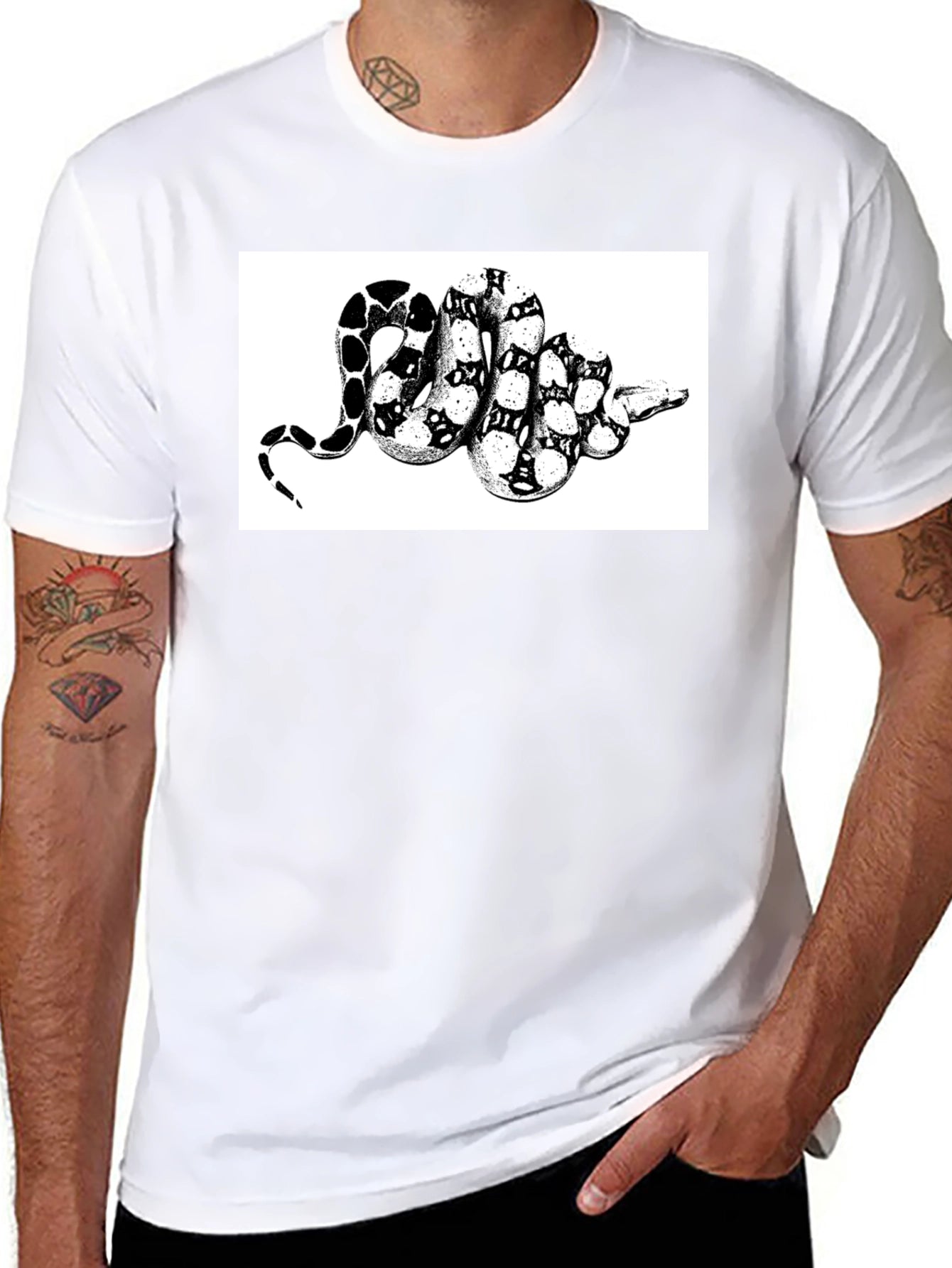 Snake Print T-Shirt - Black