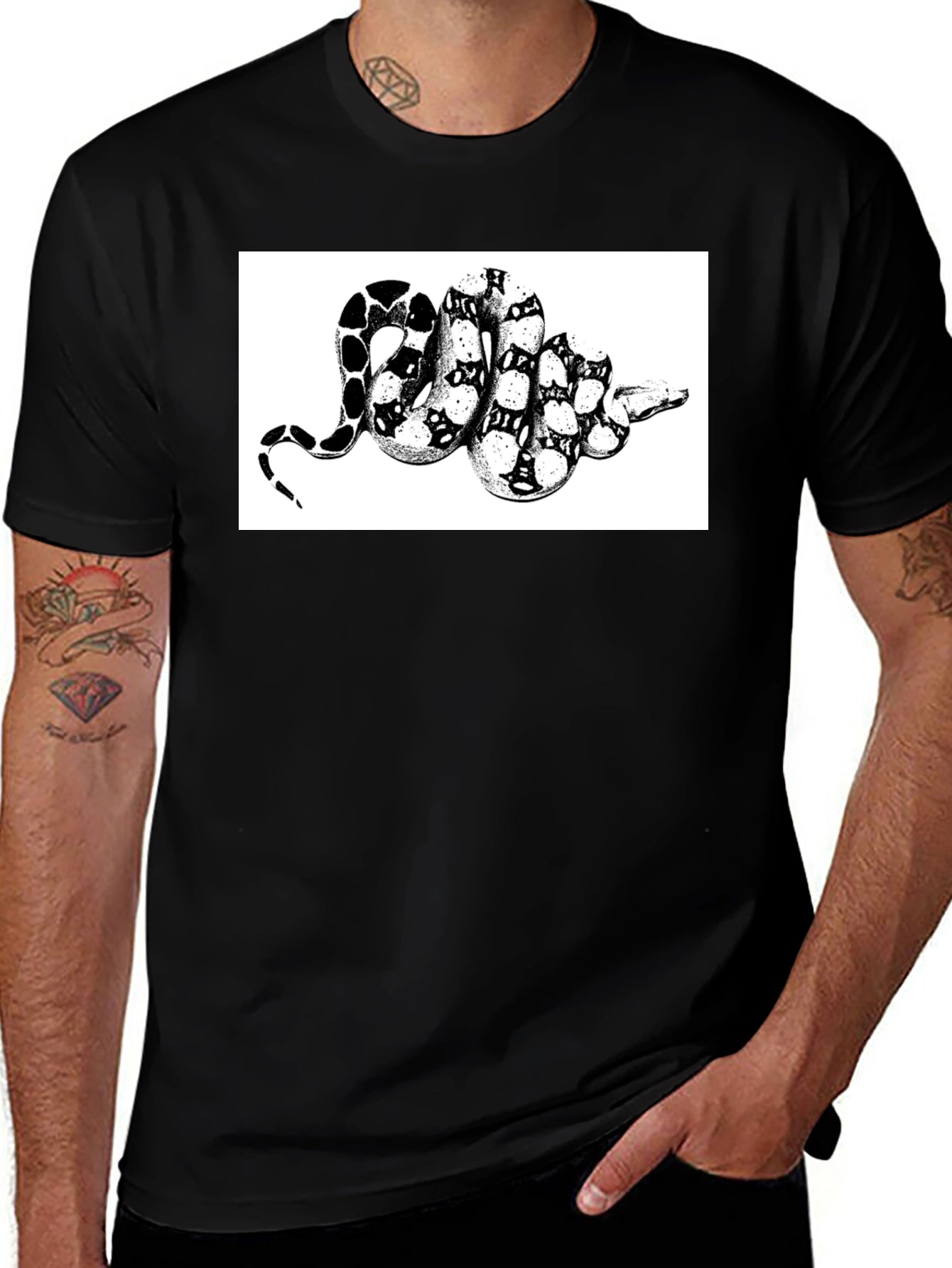 Snake Print T-Shirt - Black