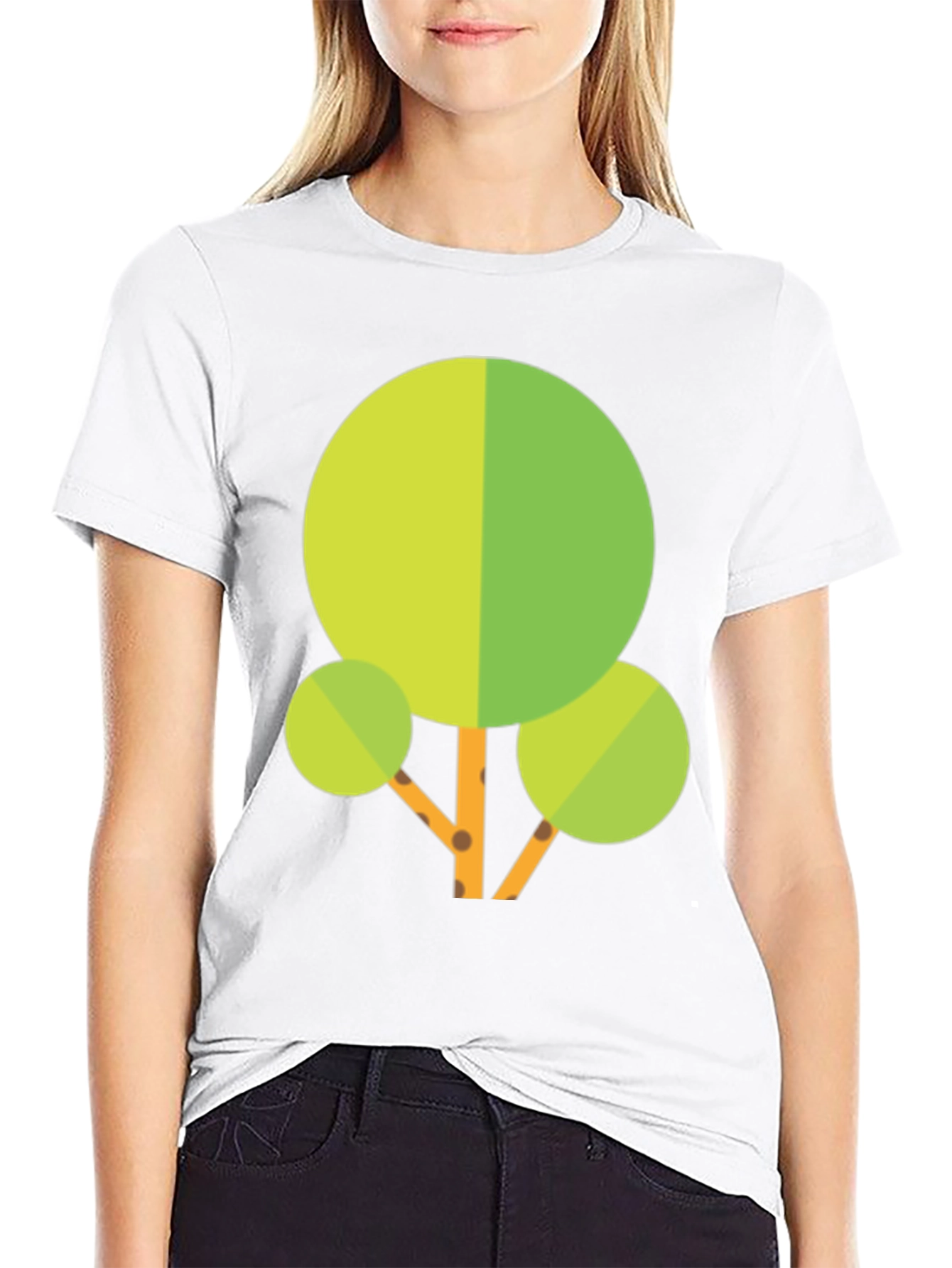Geometric Tree Graphic Tee - Black