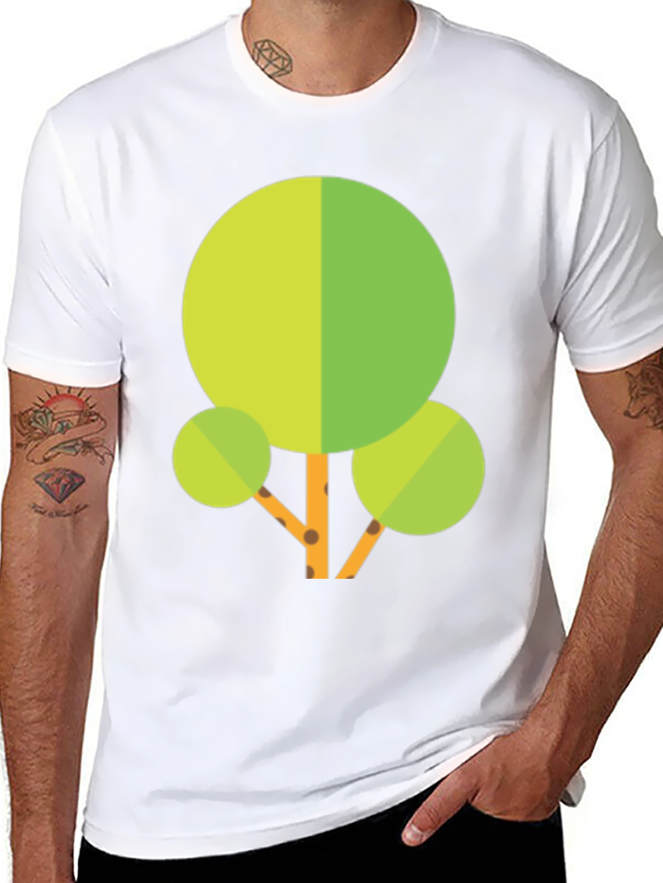 Geometric Tree Graphic Tee - Black