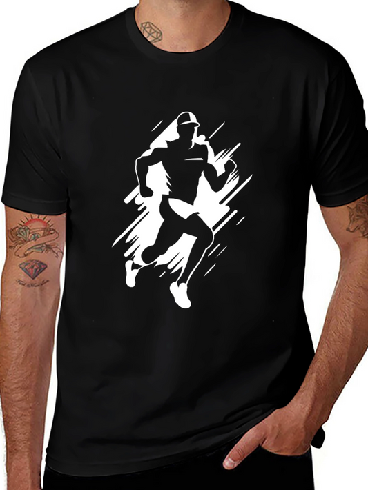 Runner Graphic Tee - Black Cotton T-Shirt