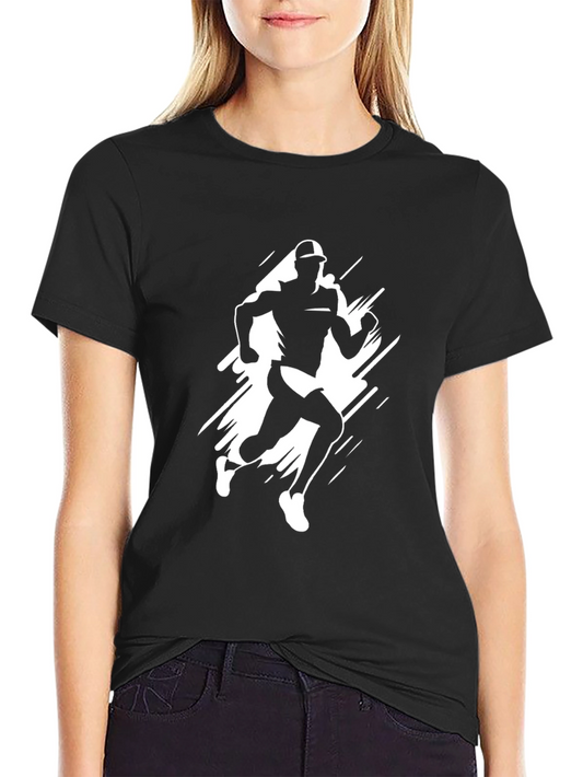 Runner Graphic Tee - Black Cotton T-Shirt