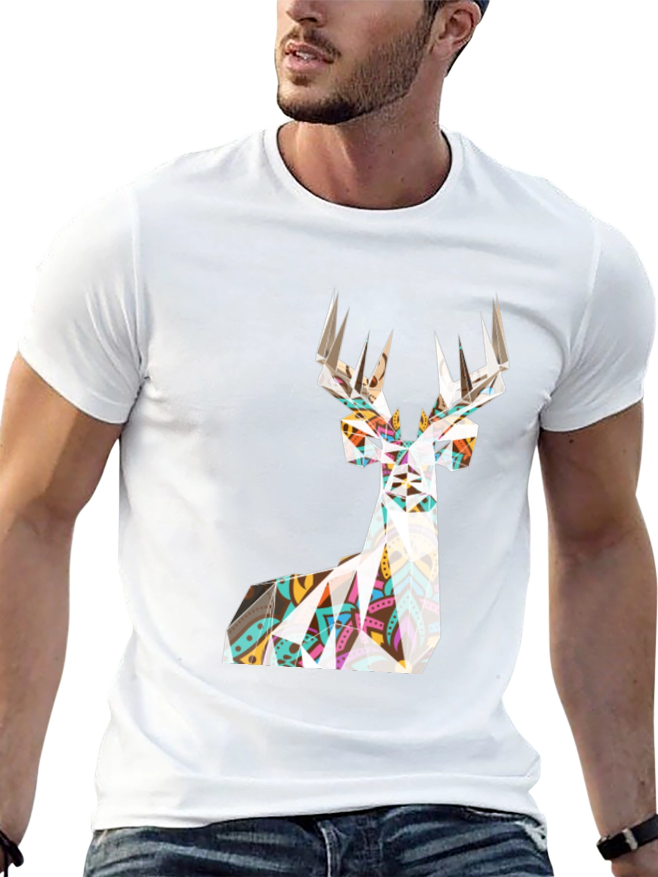 Geometric Deer T-Shirt - Modern Graphic Tee