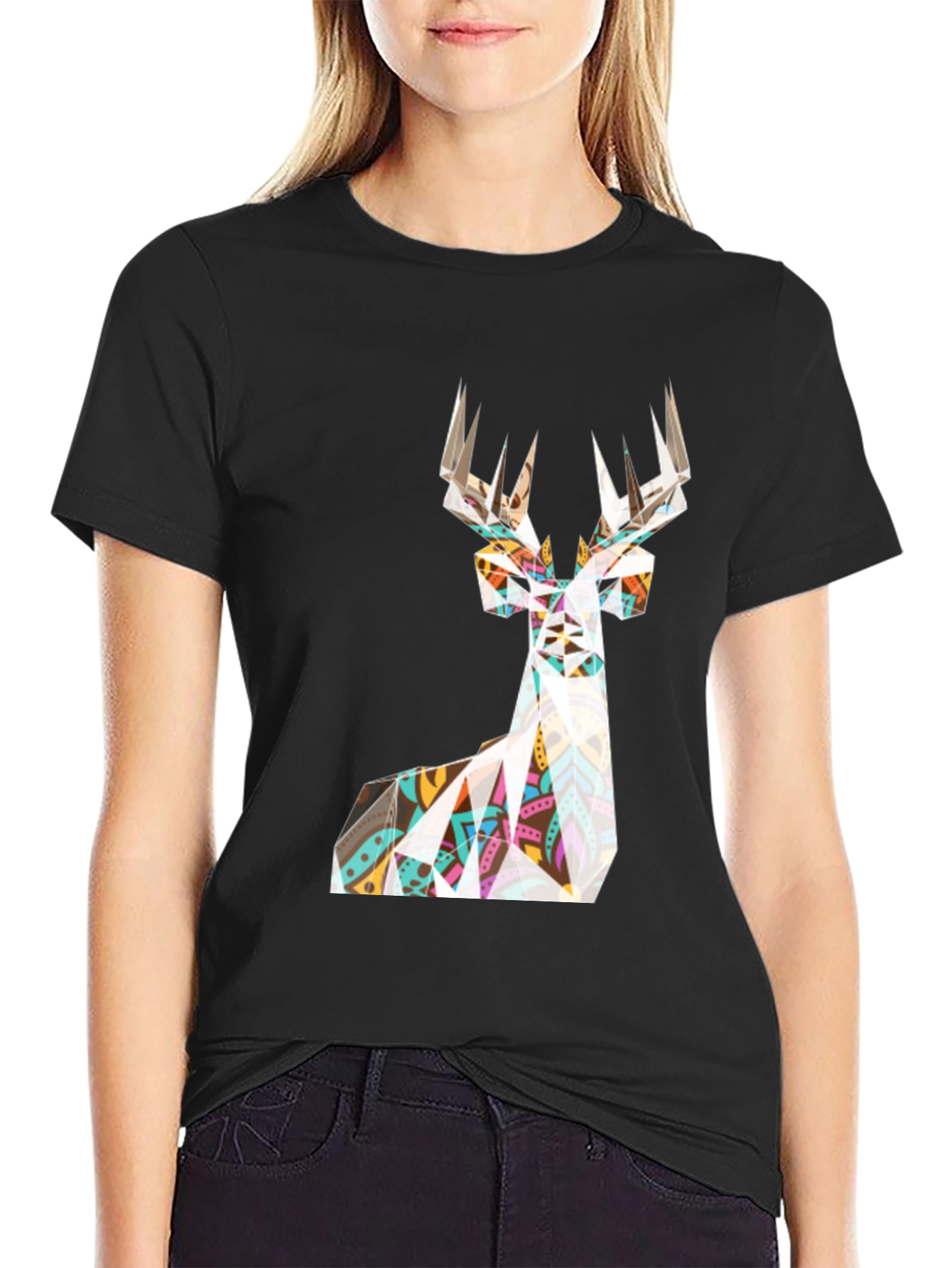 Geometric Deer T-Shirt - Modern Graphic Tee