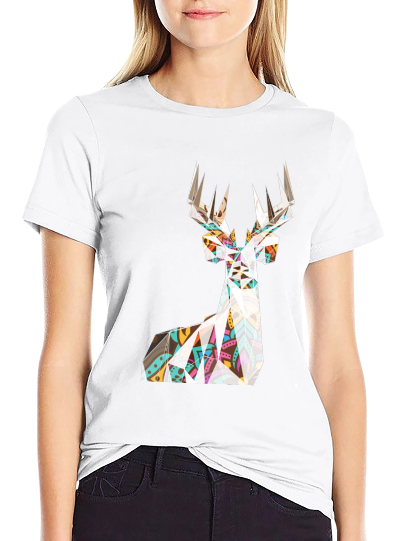 Geometric Deer T-Shirt - Modern Graphic Tee