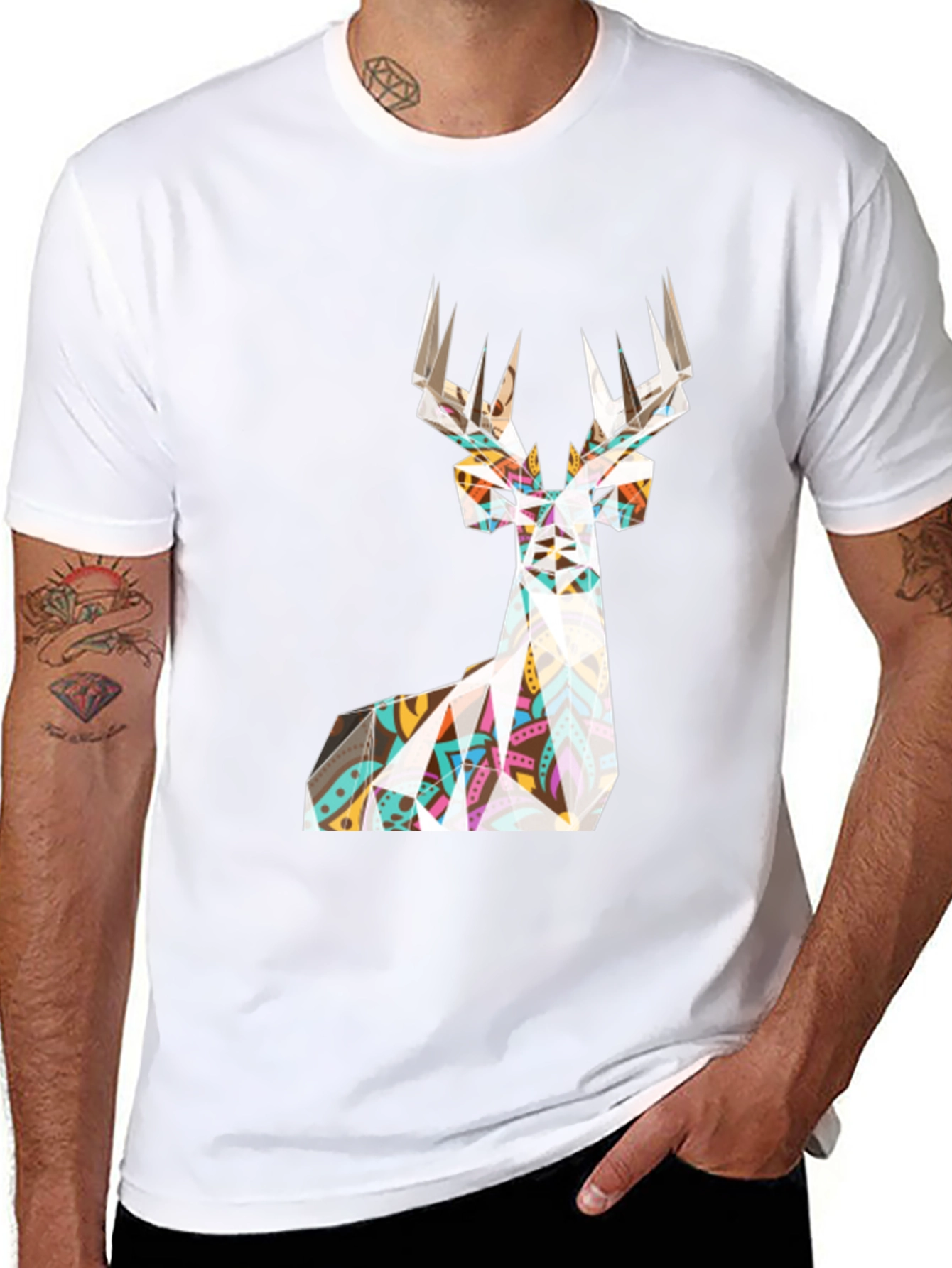 Geometric Deer T-Shirt - Modern Graphic Tee