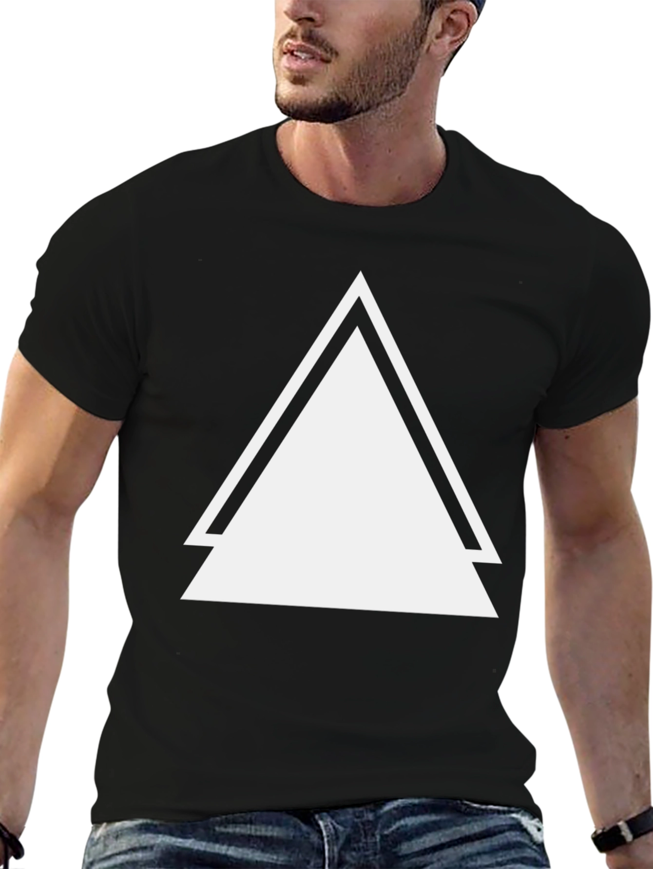 Black T-Shirt with Bold Triangle Design