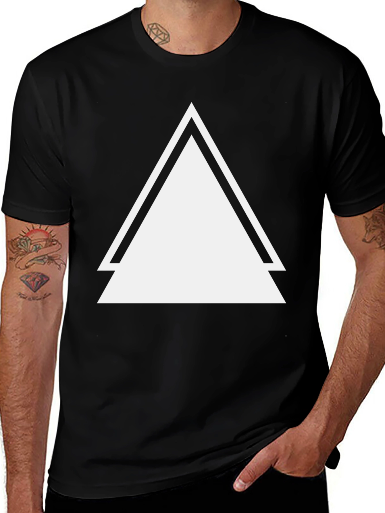 Black T-Shirt with Bold Triangle Design