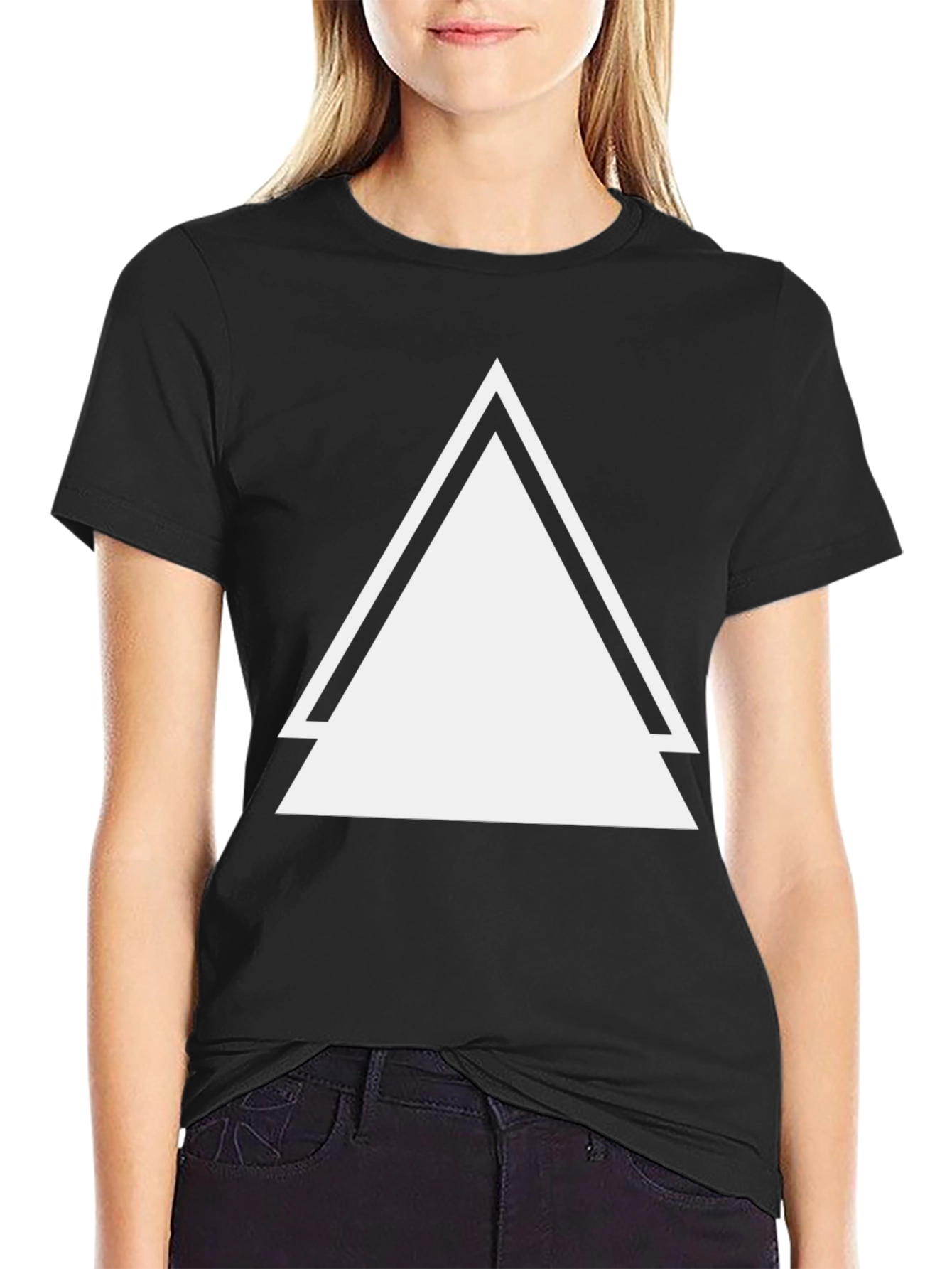 Black T-Shirt with Bold Triangle Design
