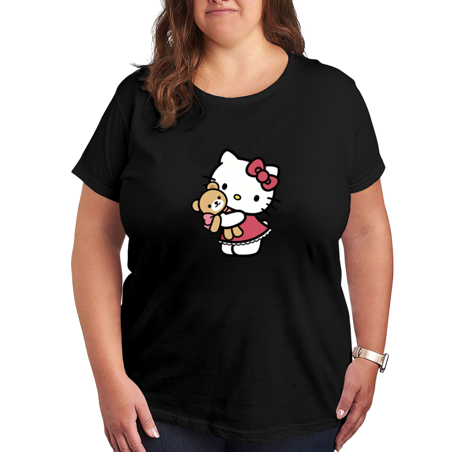Chic Simple Art Print Plus Size Women All-match T-Shirt