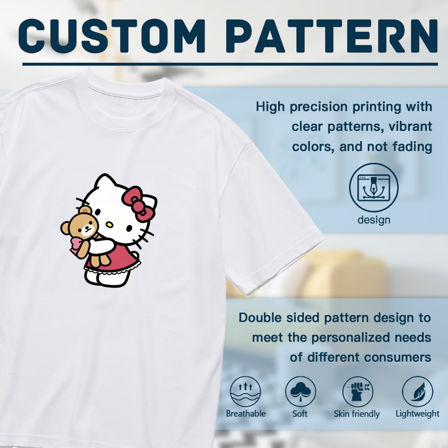 Chic Simple Art Print Plus Size Women All-match T-Shirt