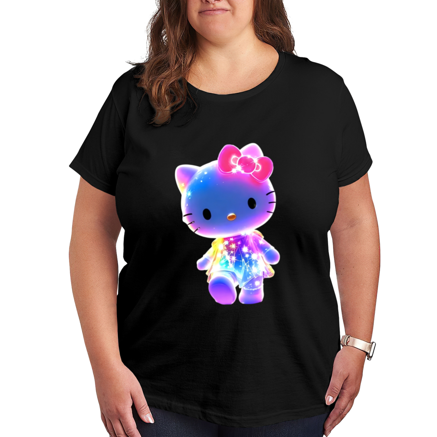 Glowing Galaxy Hello Kitty Magical Fantasy Plus Size T?Shirt