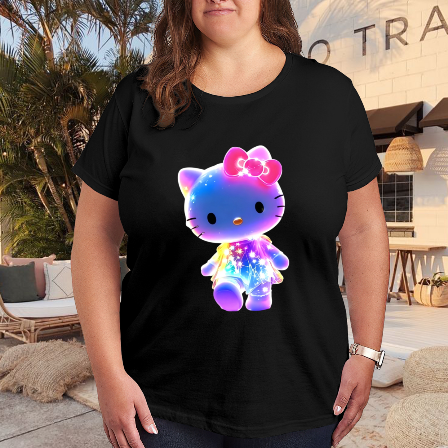 Glowing Galaxy Hello Kitty Magical Fantasy Plus Size T?Shirt