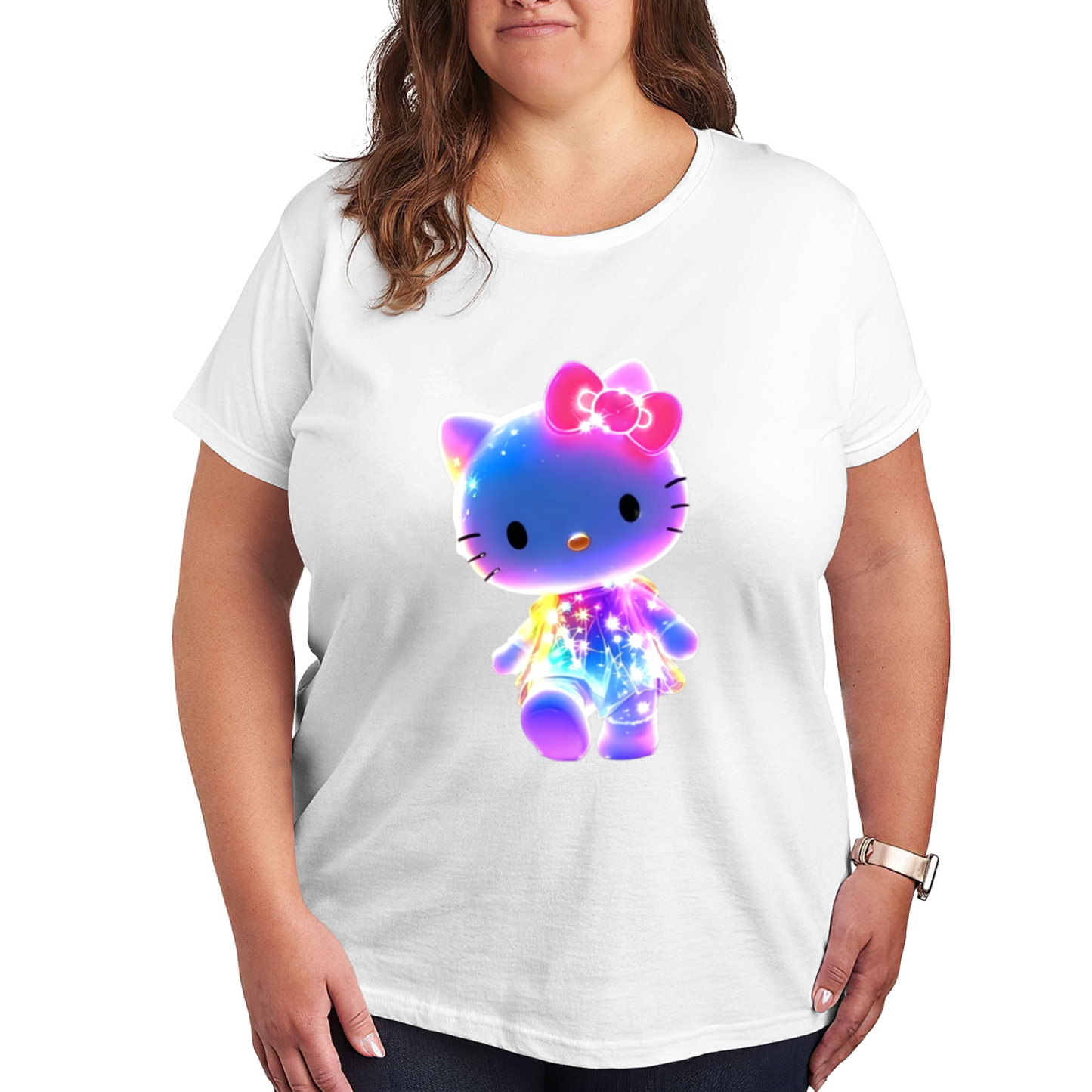 Glowing Galaxy Hello Kitty Magical Fantasy Plus Size T?Shirt